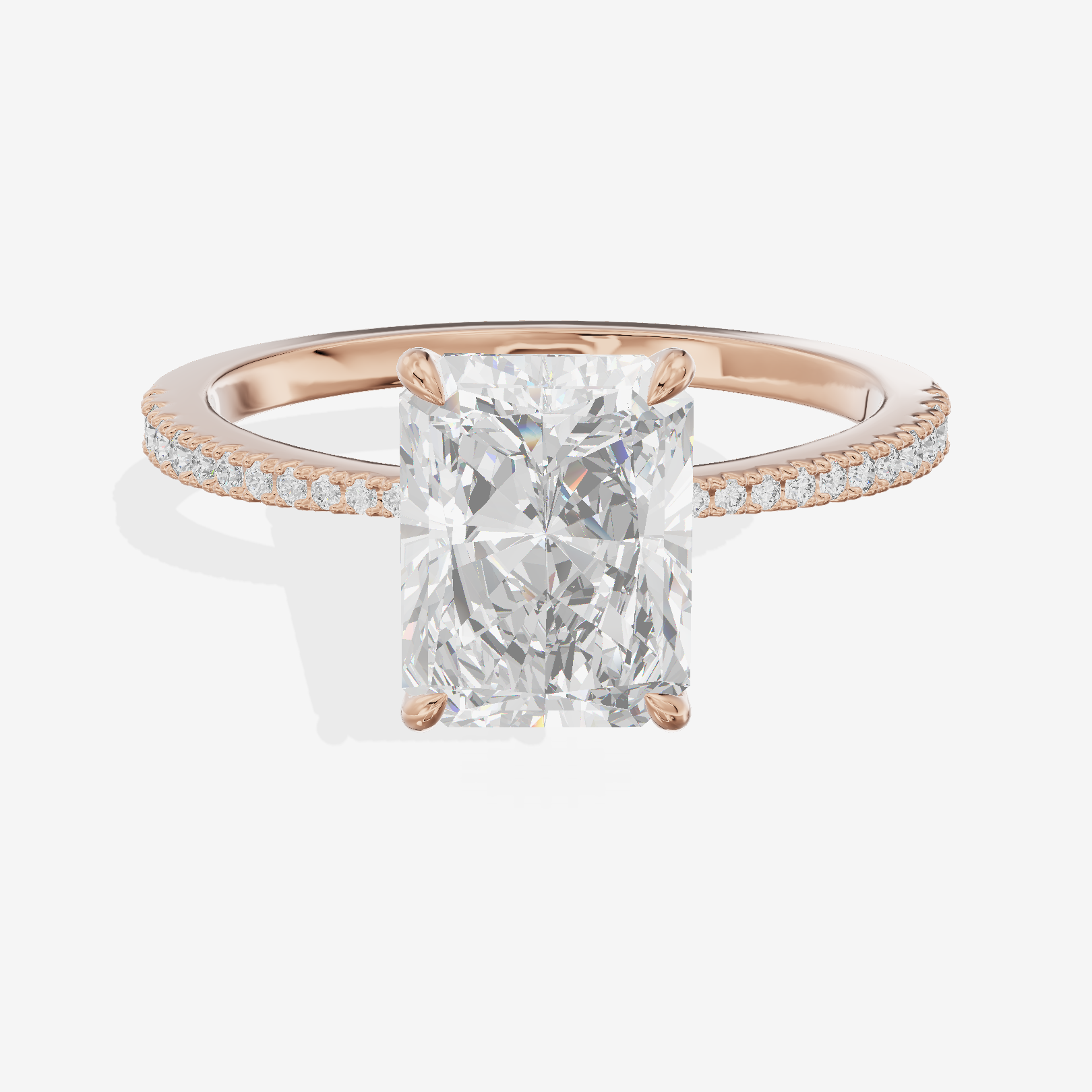 Luxe Promezza Radiant Engagement Ring with Side Stones (1/2 ct. tw.) in 18K Rose Gold