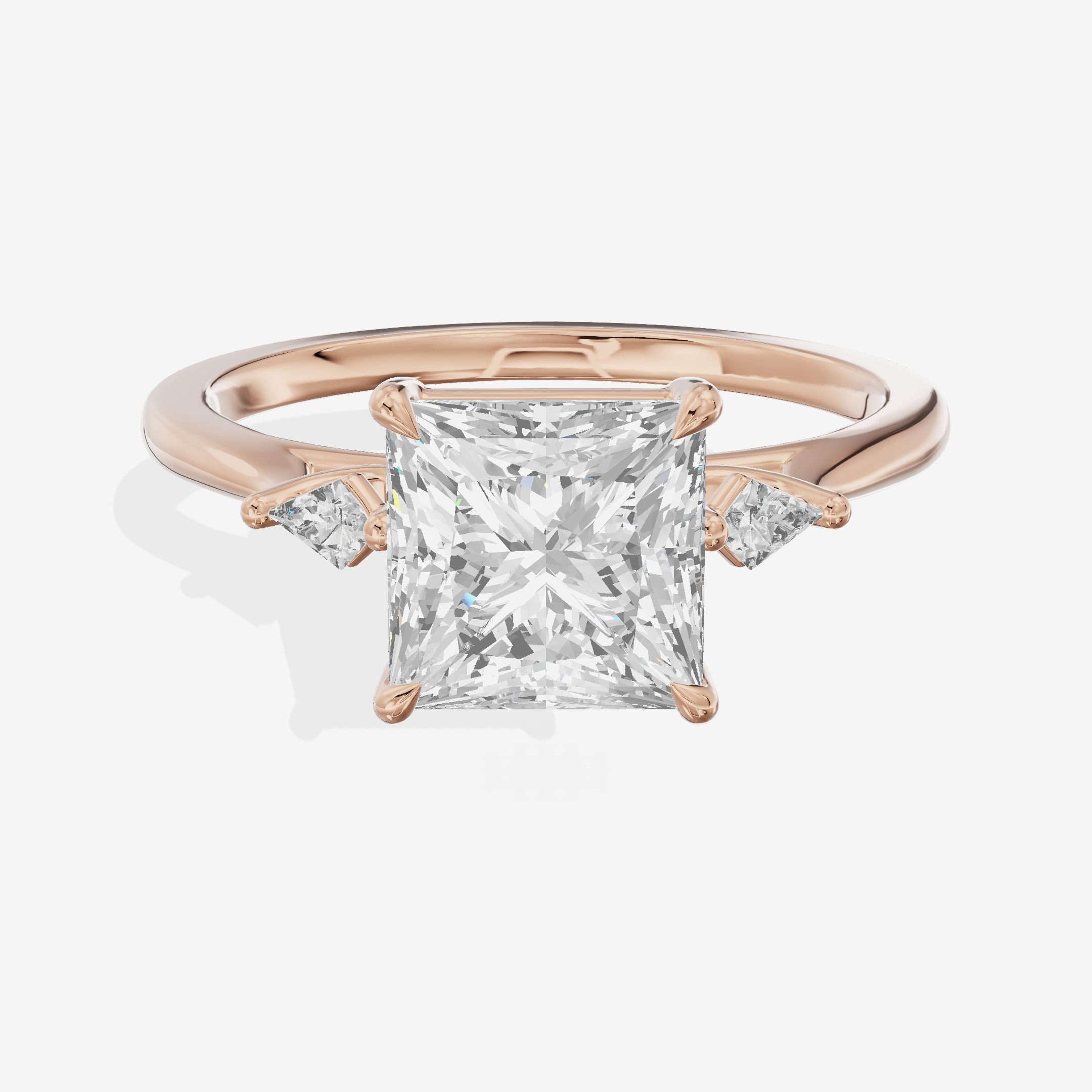 Vintage Belovae Princess Three Stone Engagement Ring (3/5 ct. tw.) in 14K Rose Gold