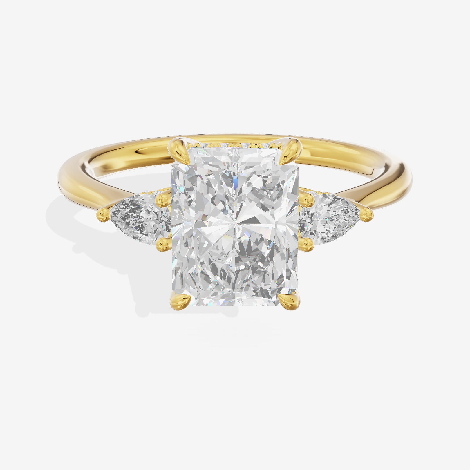 Petite Vowsae Three Stone Radiant Engagement Ring (1/4 ct. tw.) in 18K Yellow Gold