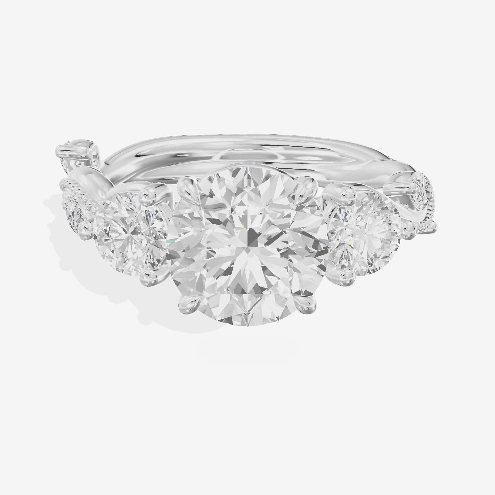 Vintage Belovae Round Three Stone Engagement Ring (3/5 ct. tw.) in 18K White Gold