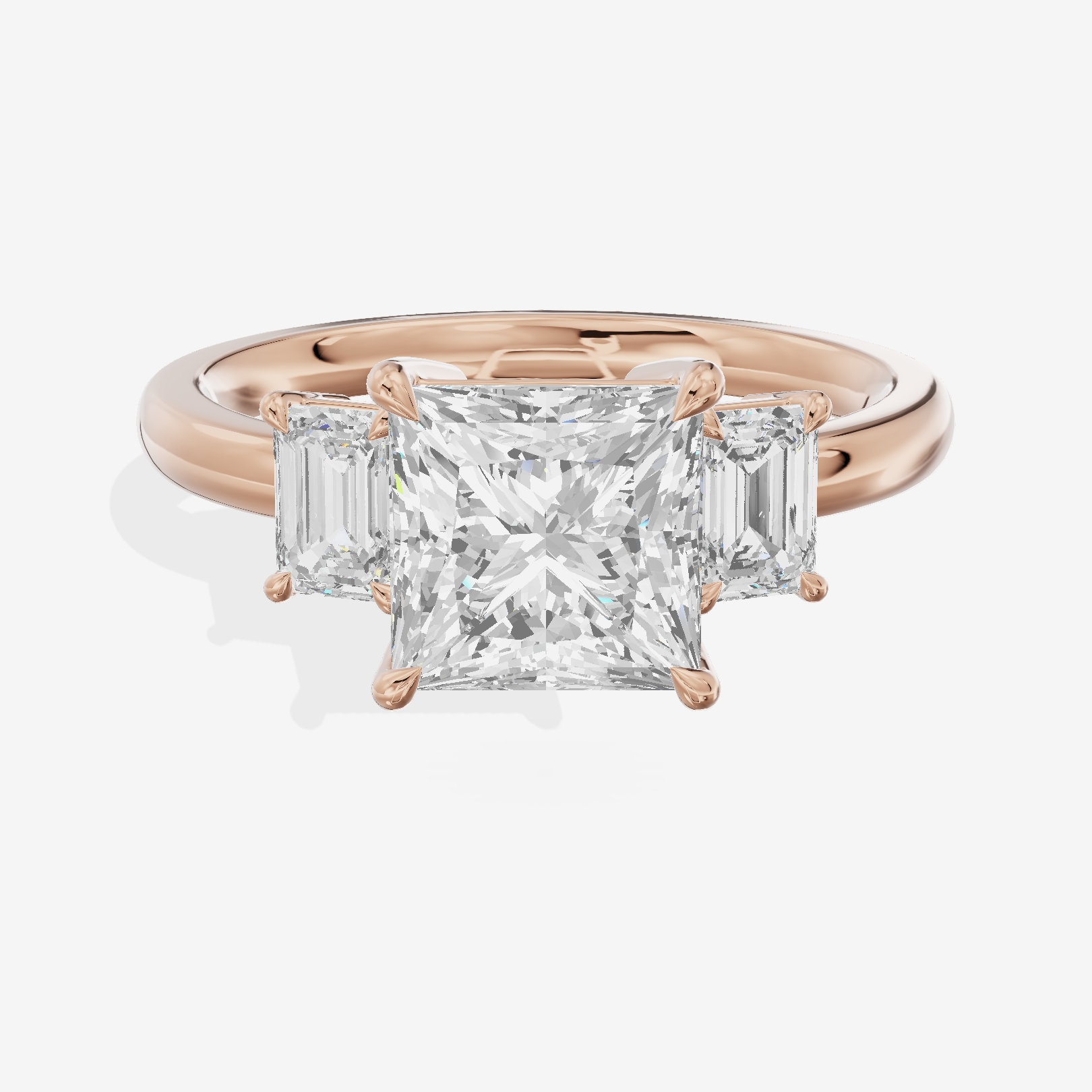 Petite Coeurine Three Stone Princess Engagement Ring (1/5 ct. tw.) in 14K Rose Gold