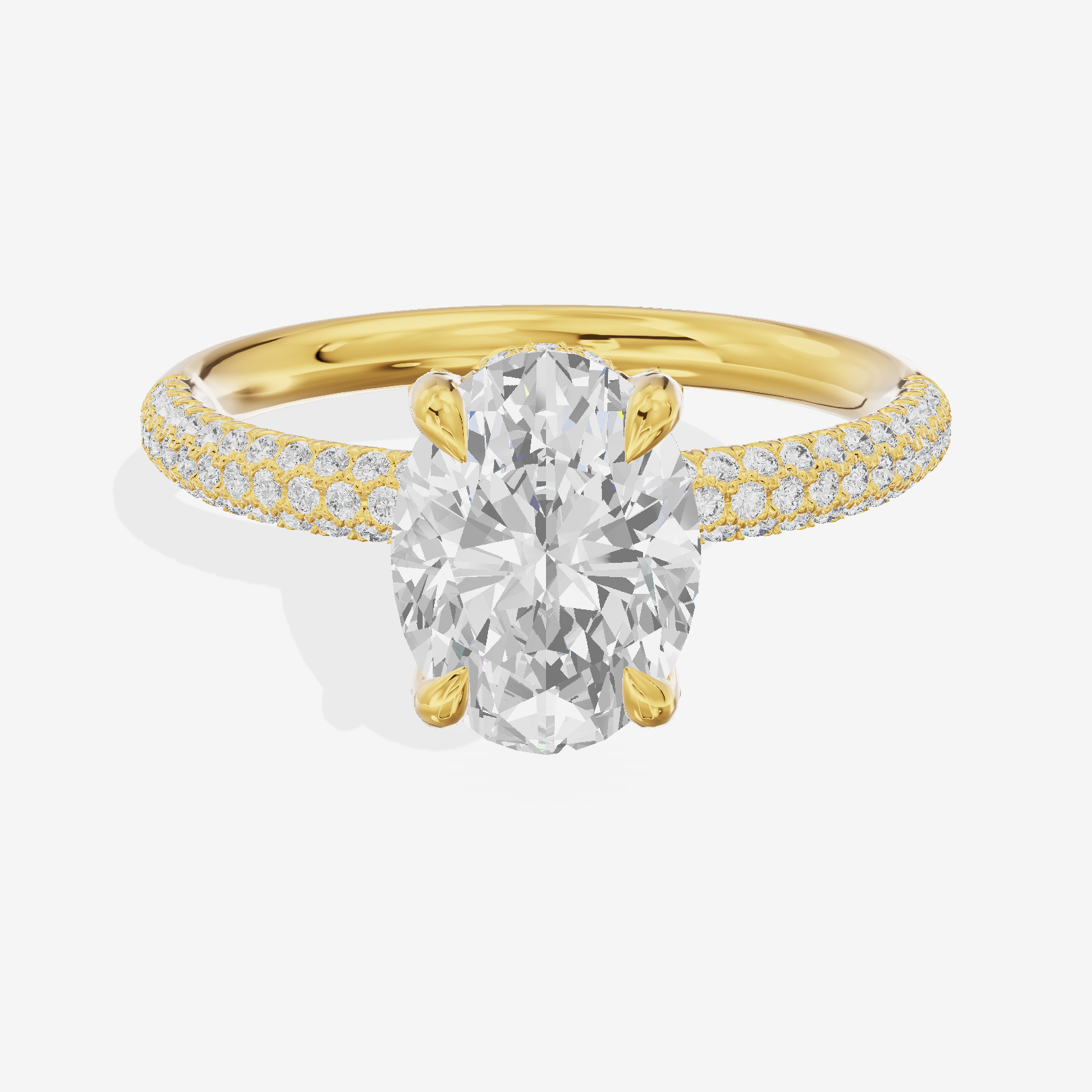 Modern Selenia Oval Engagement Ring with Side Stones (1/6 ct. tw.) in 18K Yellow Gold