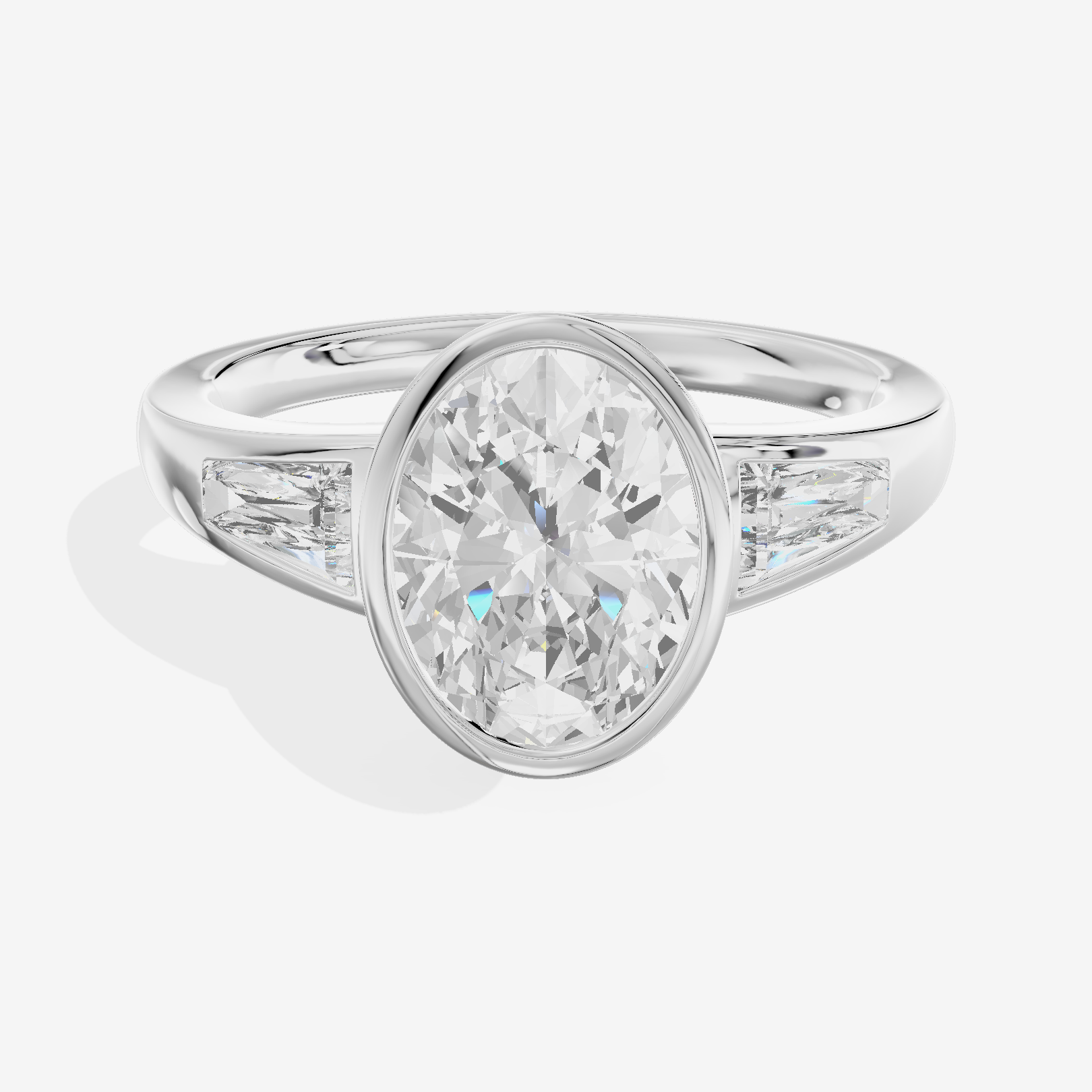 Modern Triade Oval Three Stone Engagement Ring (1/2 ct. tw.) in 18K White Gold