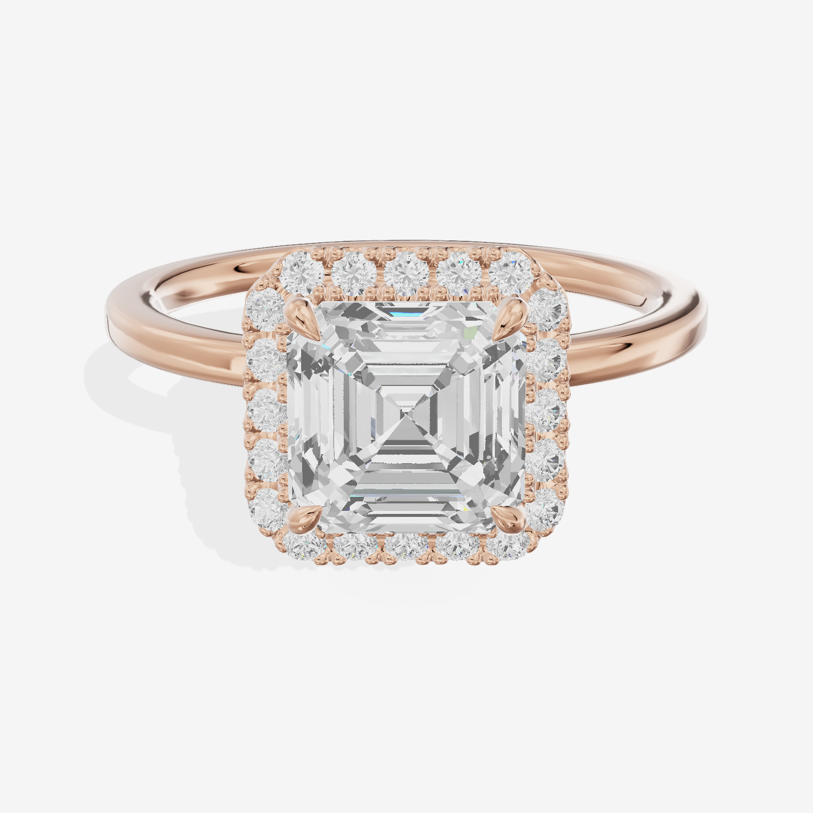 Lumina Halo Ring Asscher Engagement Ring (1/4 ct. tw.) in 18K Rose Gold