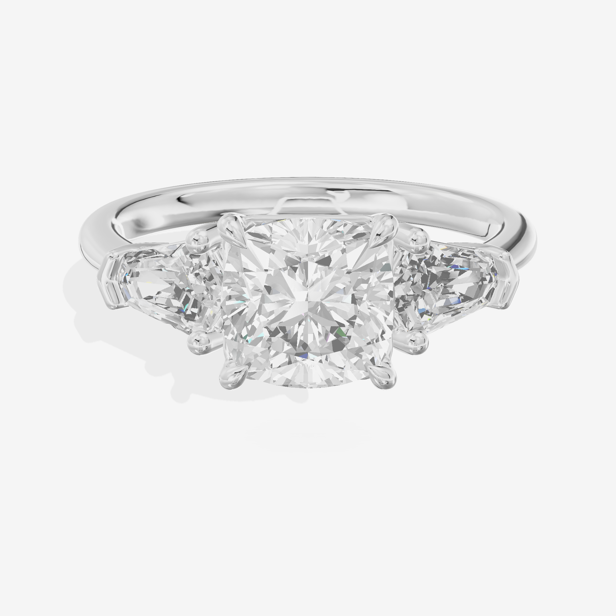 Classic Mirth Cushion Three Stone Engagement Ring (1/2 ct. tw.) in Platinum
