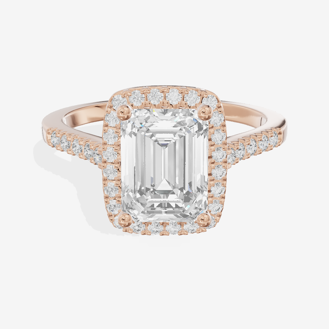 Lumera Halo Emerald Engagement Ring (1/5 ct. tw.) in 14K Rose Gold
