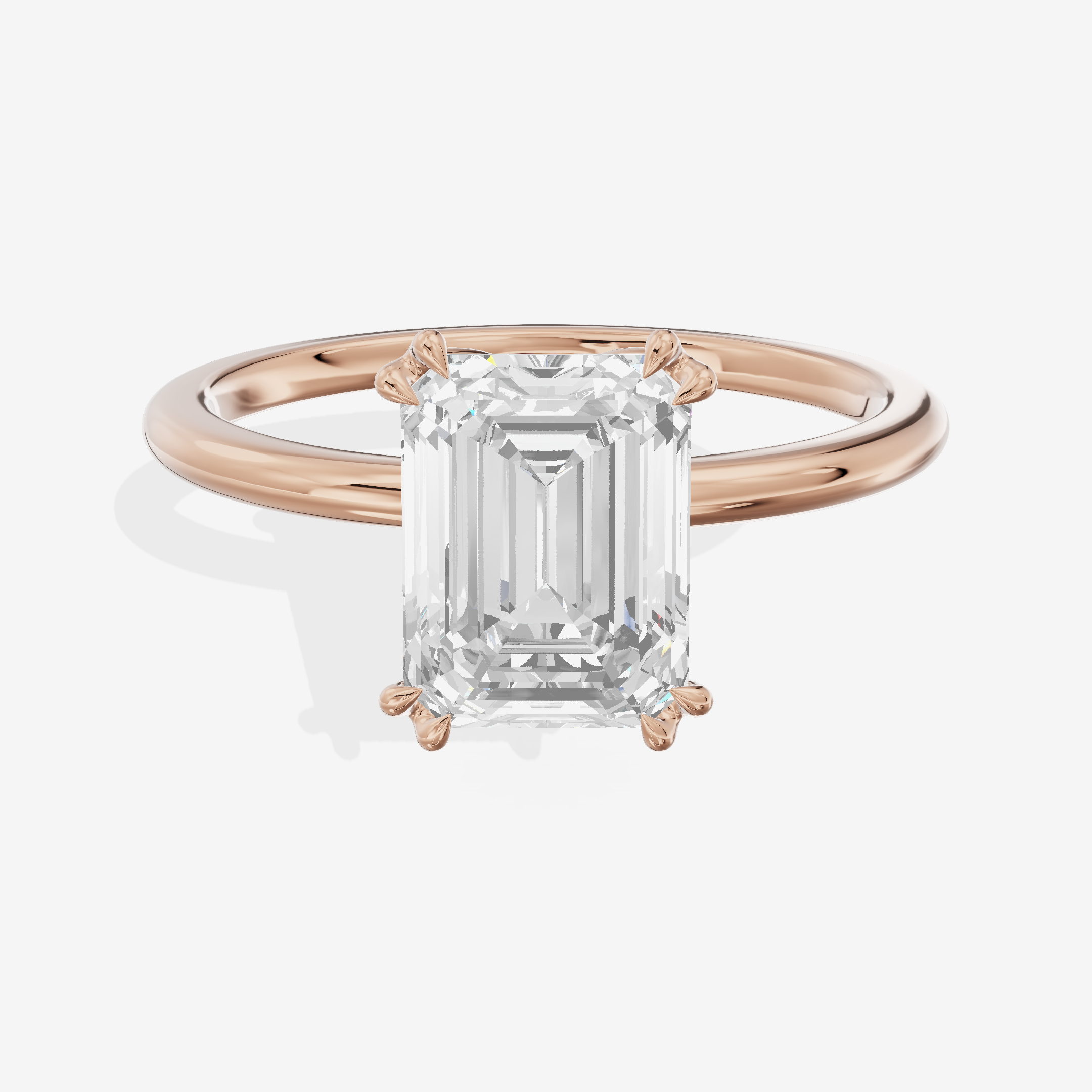 Promezza Solitaire 1.5mm Emerald Engagement Ring in 18K Rose Gold