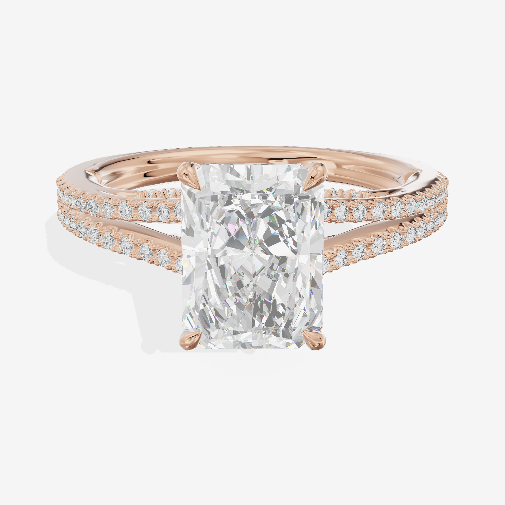 Aimora Cathedral 2mm Radiant Solitaire Engagement Ring (1/3 ct. tw.) in 14K Rose Gold