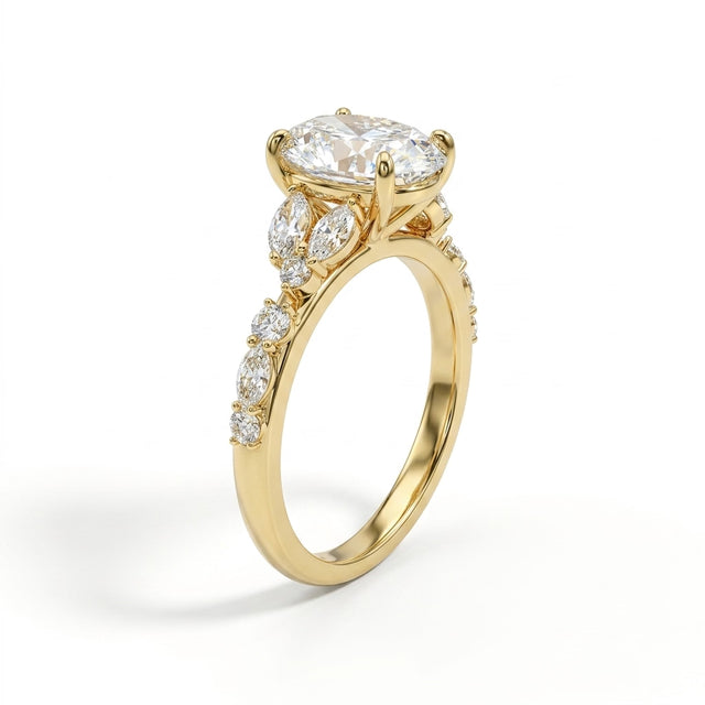 Cluster Oval Engagement Ring (3.36 ct. tw.) in 18K Yellow Gold