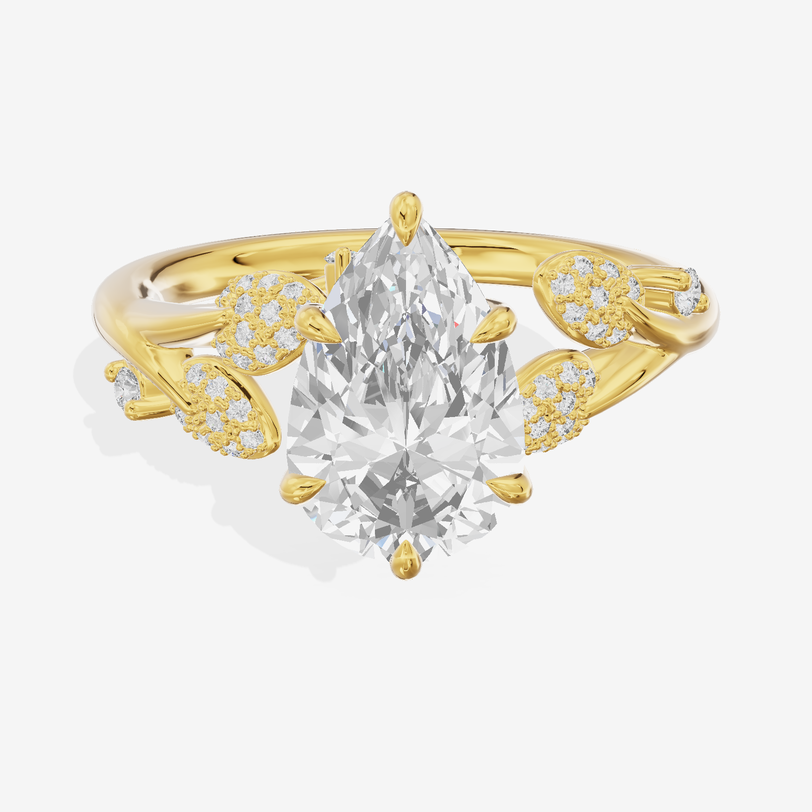 Grand Linger Pear Engagement Ring with Side Stones (1/10 ct. tw.) in 18K Yellow Gold