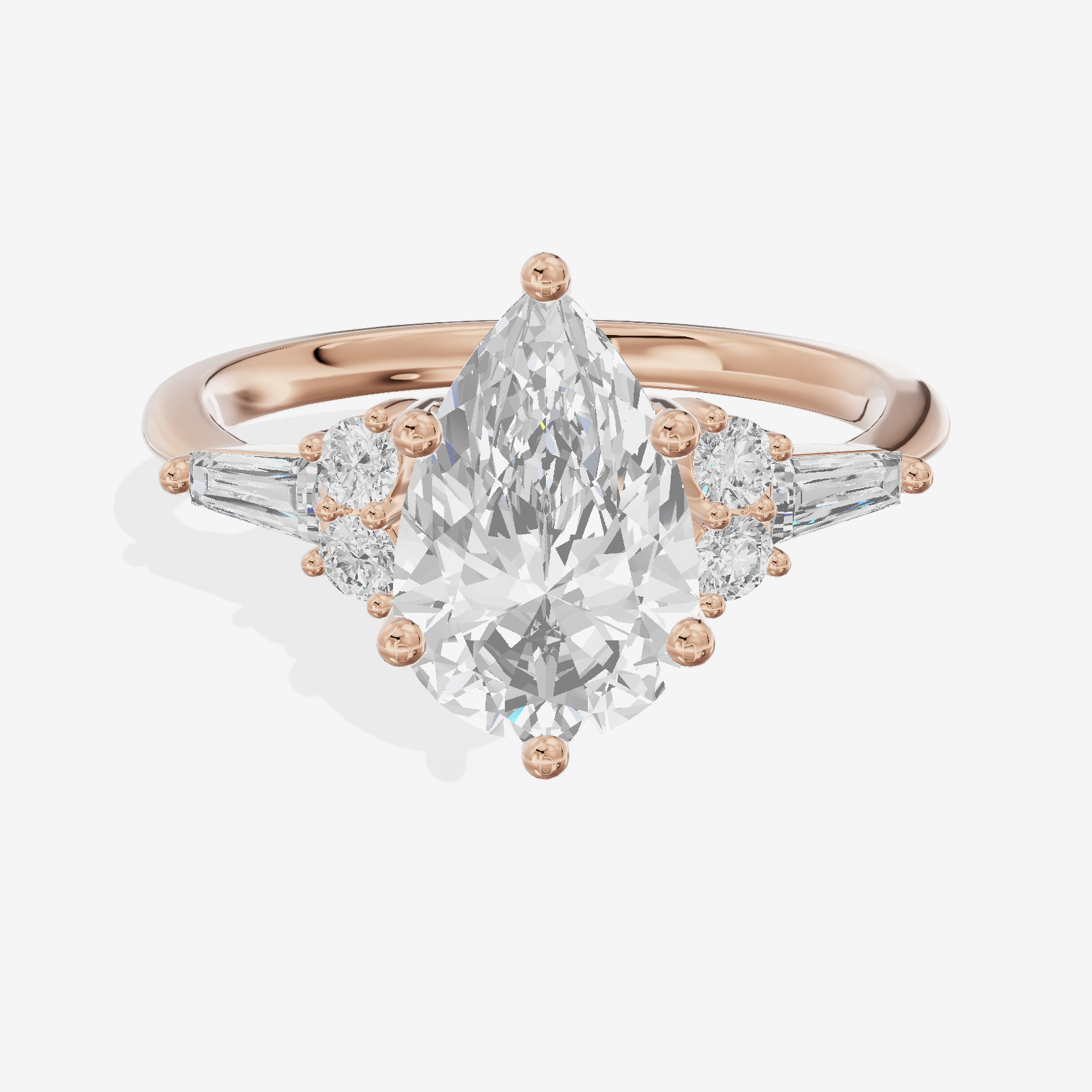 Modern Cherubine Pear Engagement Ring with Side Stones (1/4 ct. tw.) in 14K Rose Gold