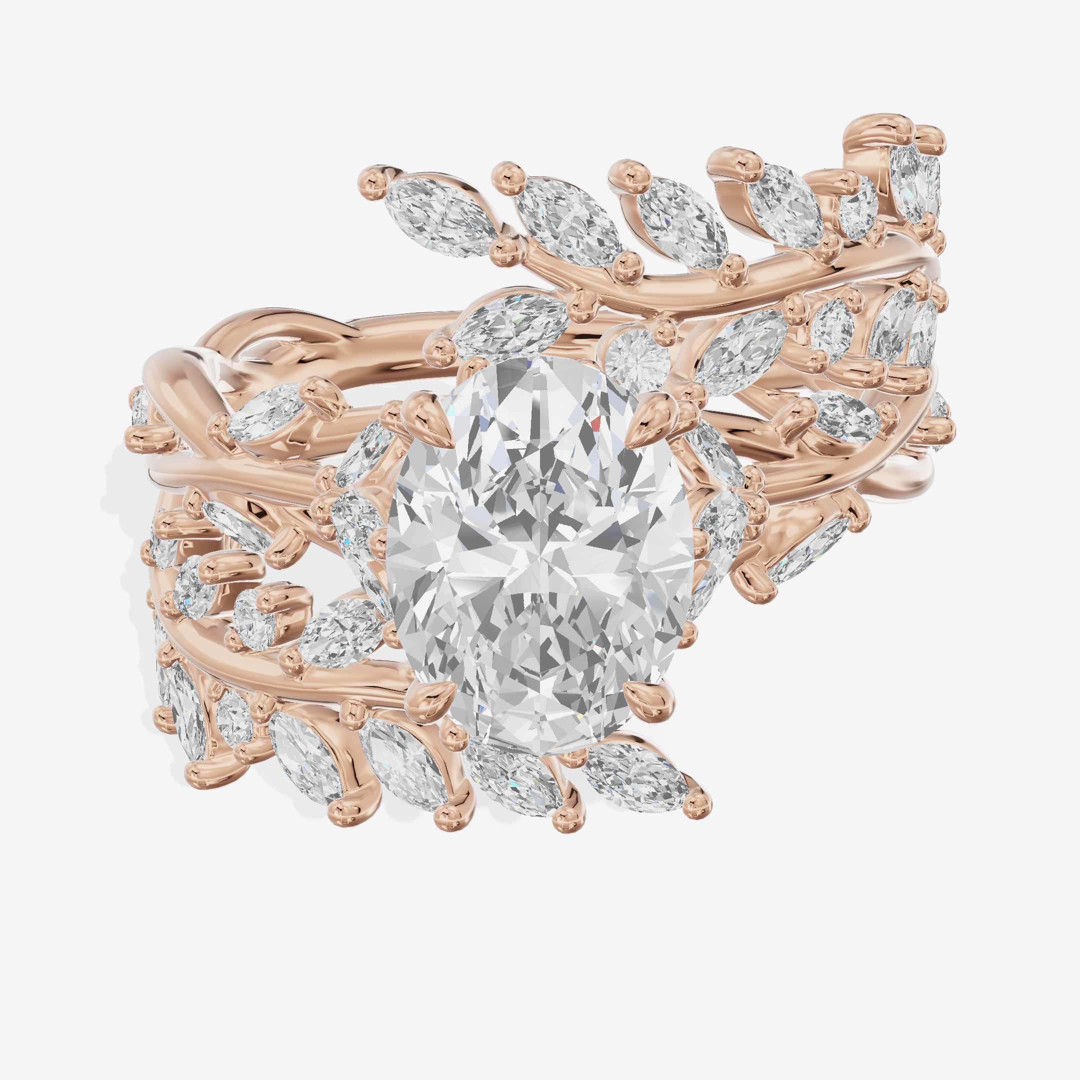 Tender Maia Oval Engagement Ring with Side Stones (1/15 ct. tw.) in 14K Rose Gold