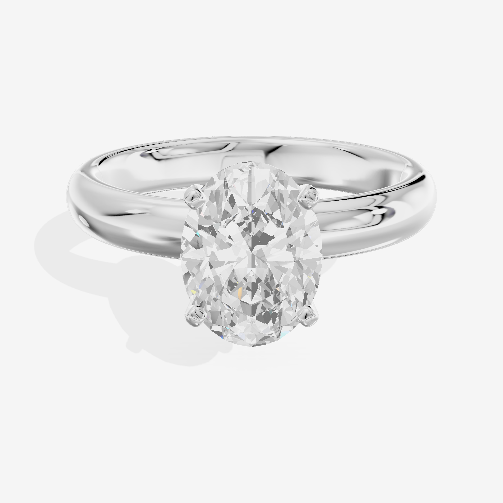 Sincere Trellis 3mm Oval Comfort Fit Engagement Ring in 18K White Gold