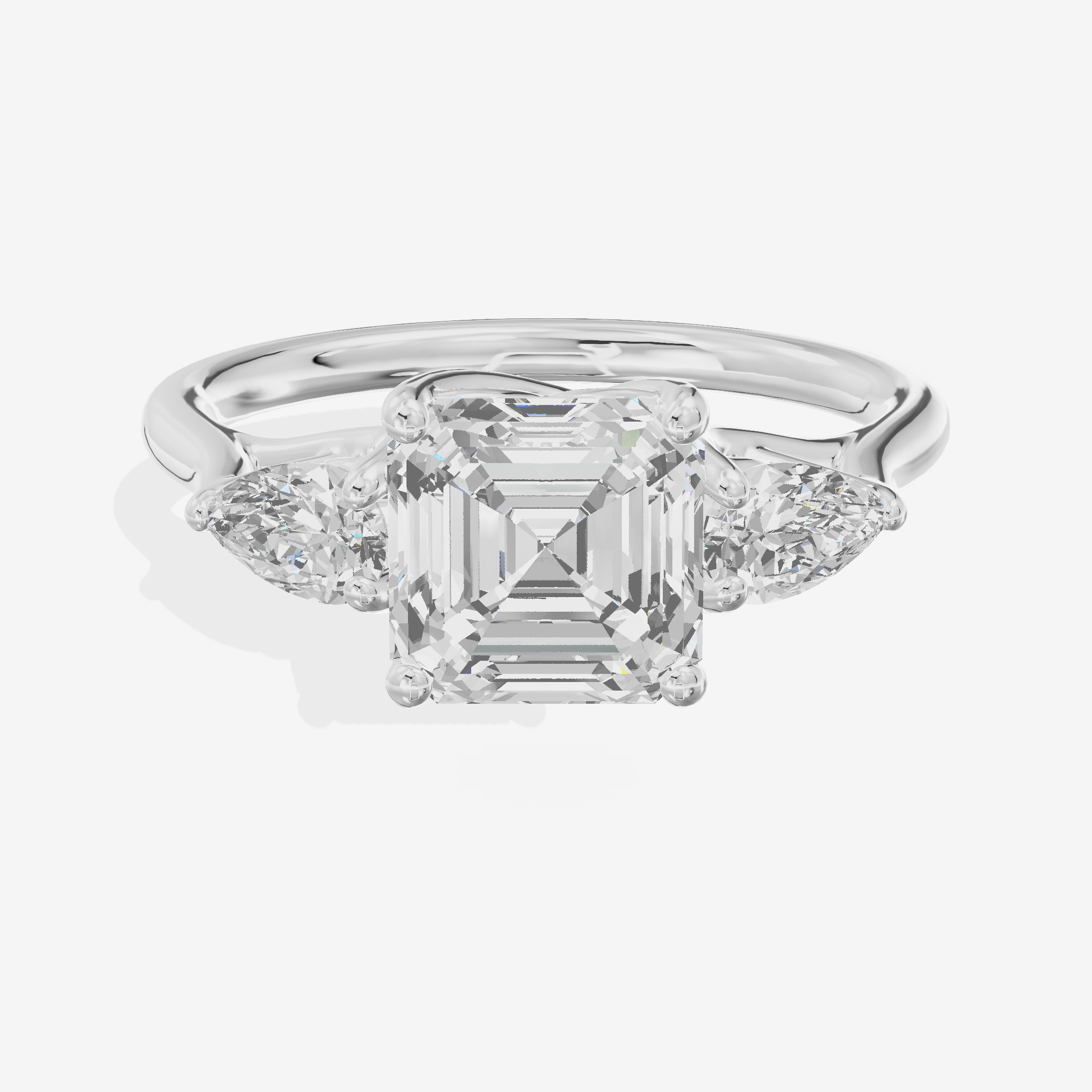 Grand Vowsae Three Stone Asscher Engagement Ring (2/5 ct. tw.) in Platinum