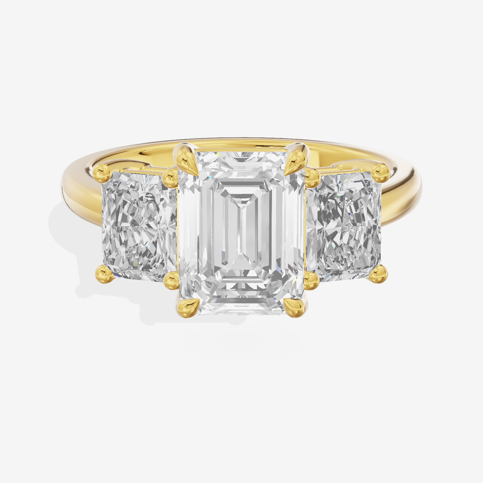 Luxe Aimora Three Stone Emerald Engagement Ring (3/4 ct. tw.) in 14K Yellow Gold