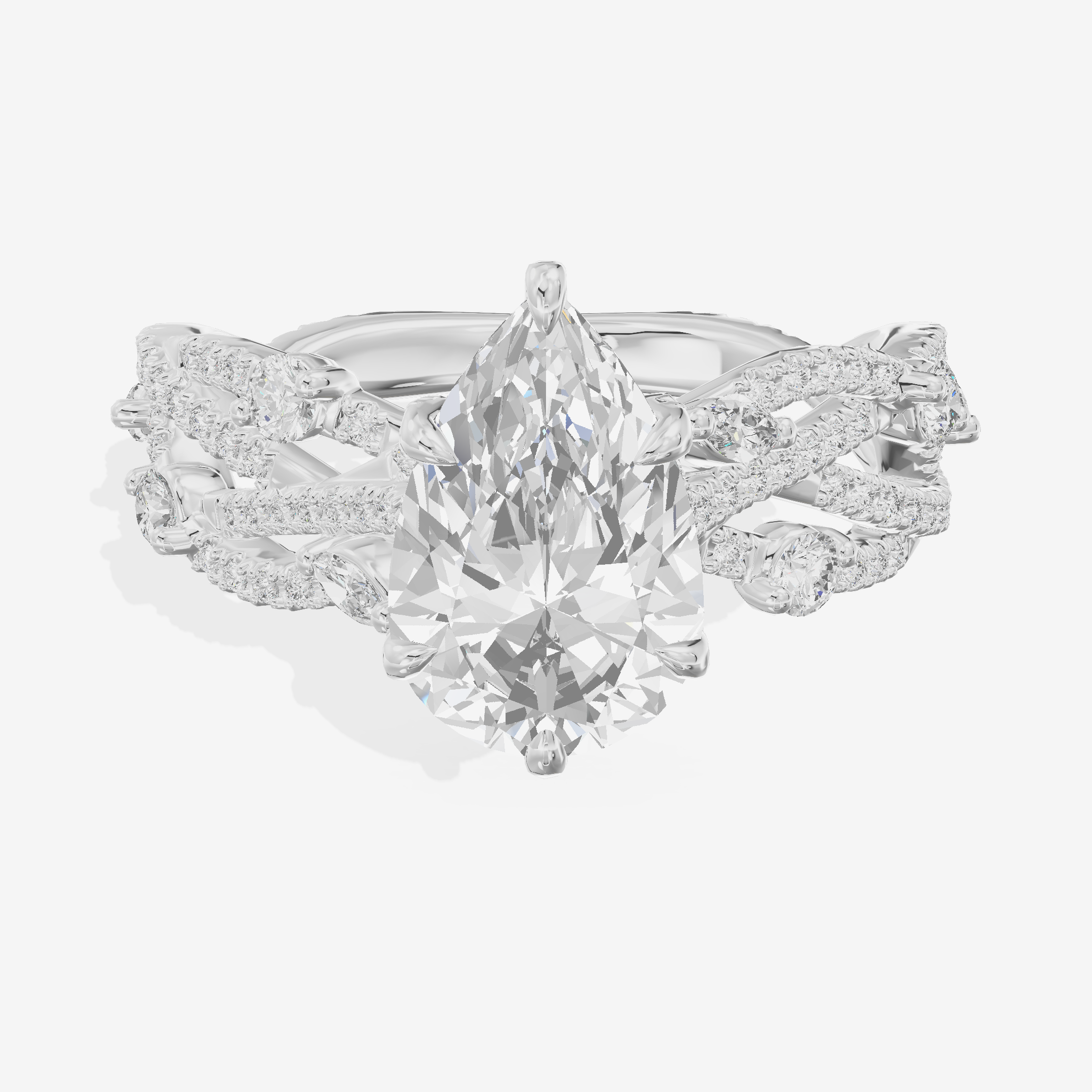 One of One Petite Pear Engagement Ring with Side Stones (1/4 ct. tw.) in Platinum