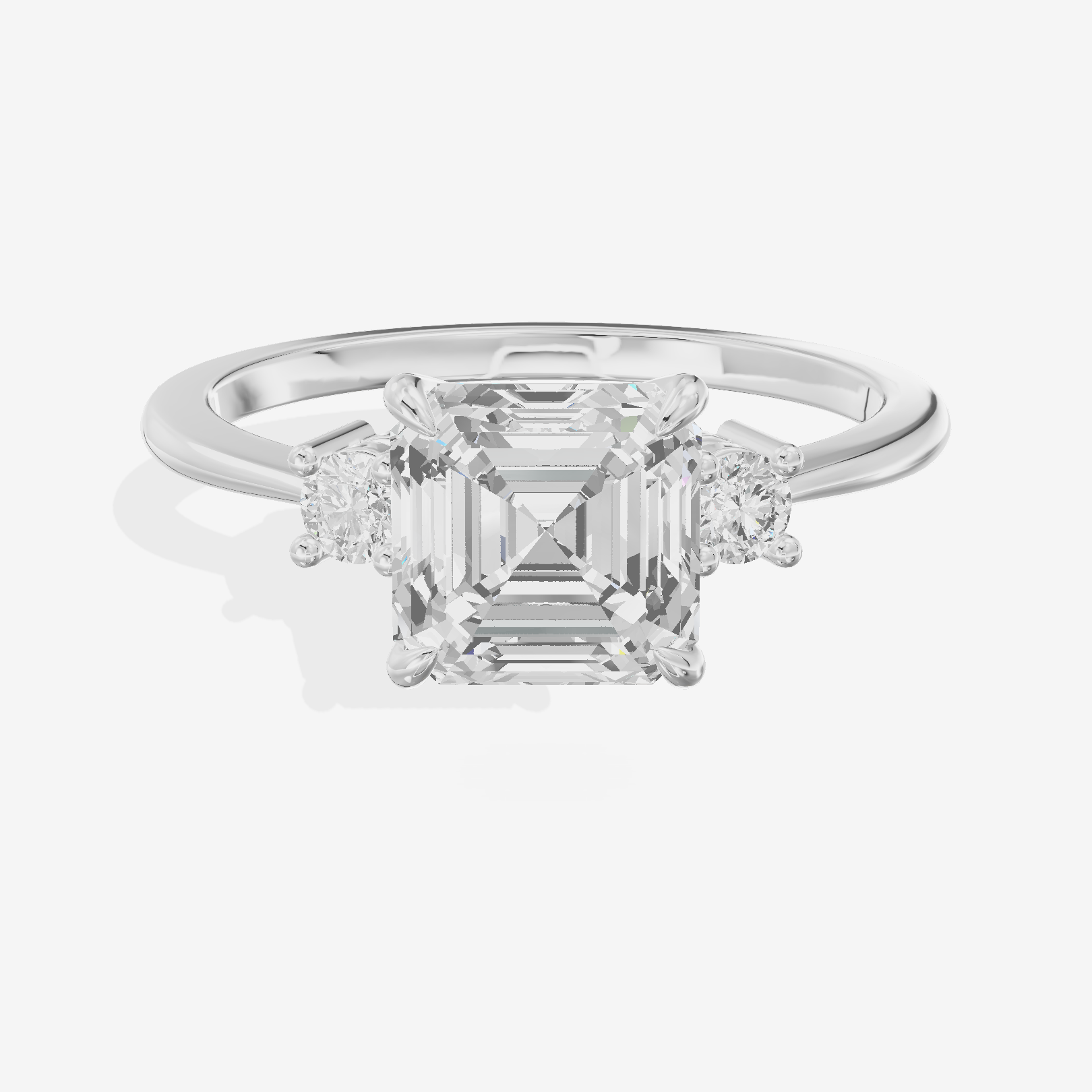Eternal Promezza Asscher Engagement Ring with Side Stones (1/6 ct. tw.) in Platinum