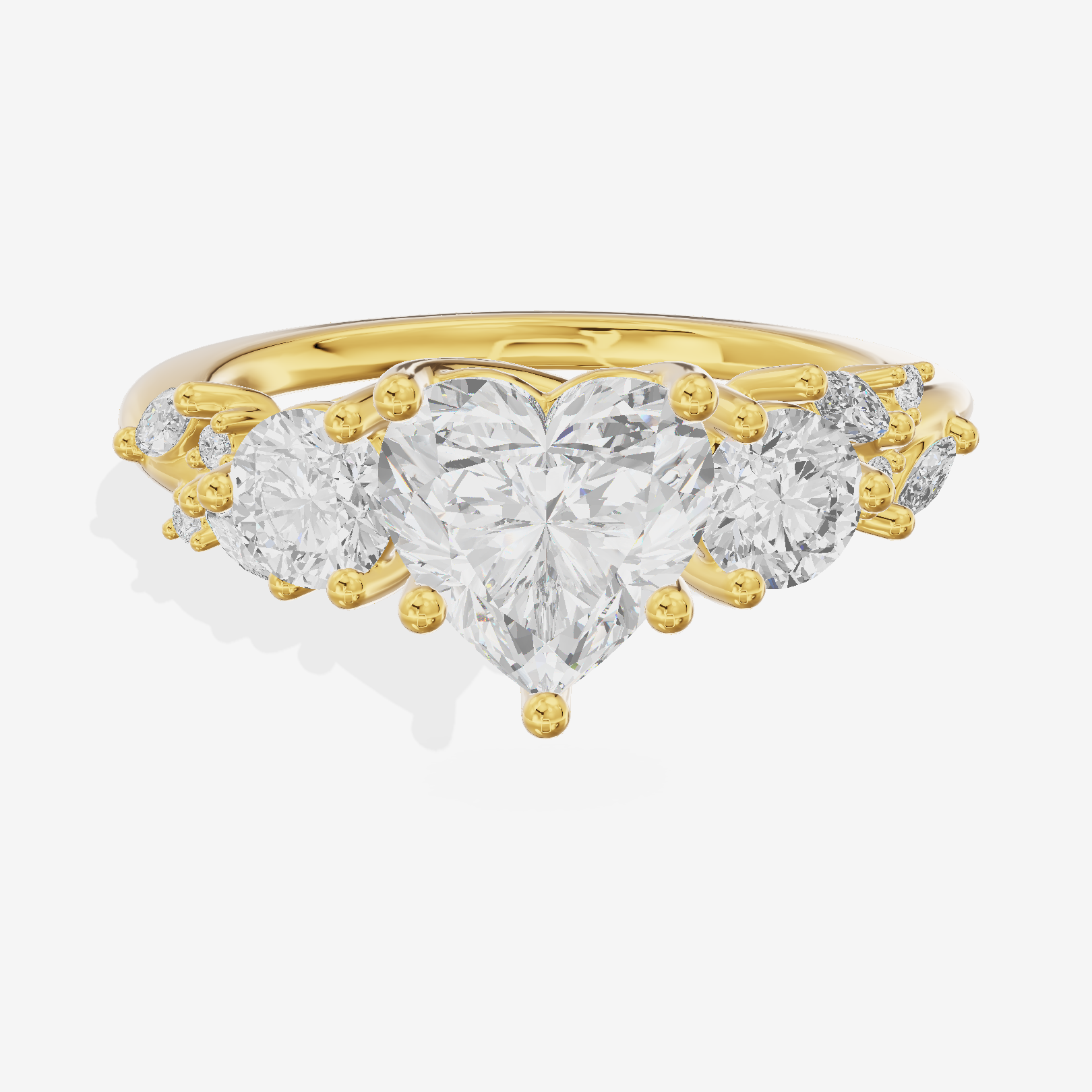 Adorae Three Stone Heart Engagement Ring (3/5 ct. tw.) in 14K Yellow Gold