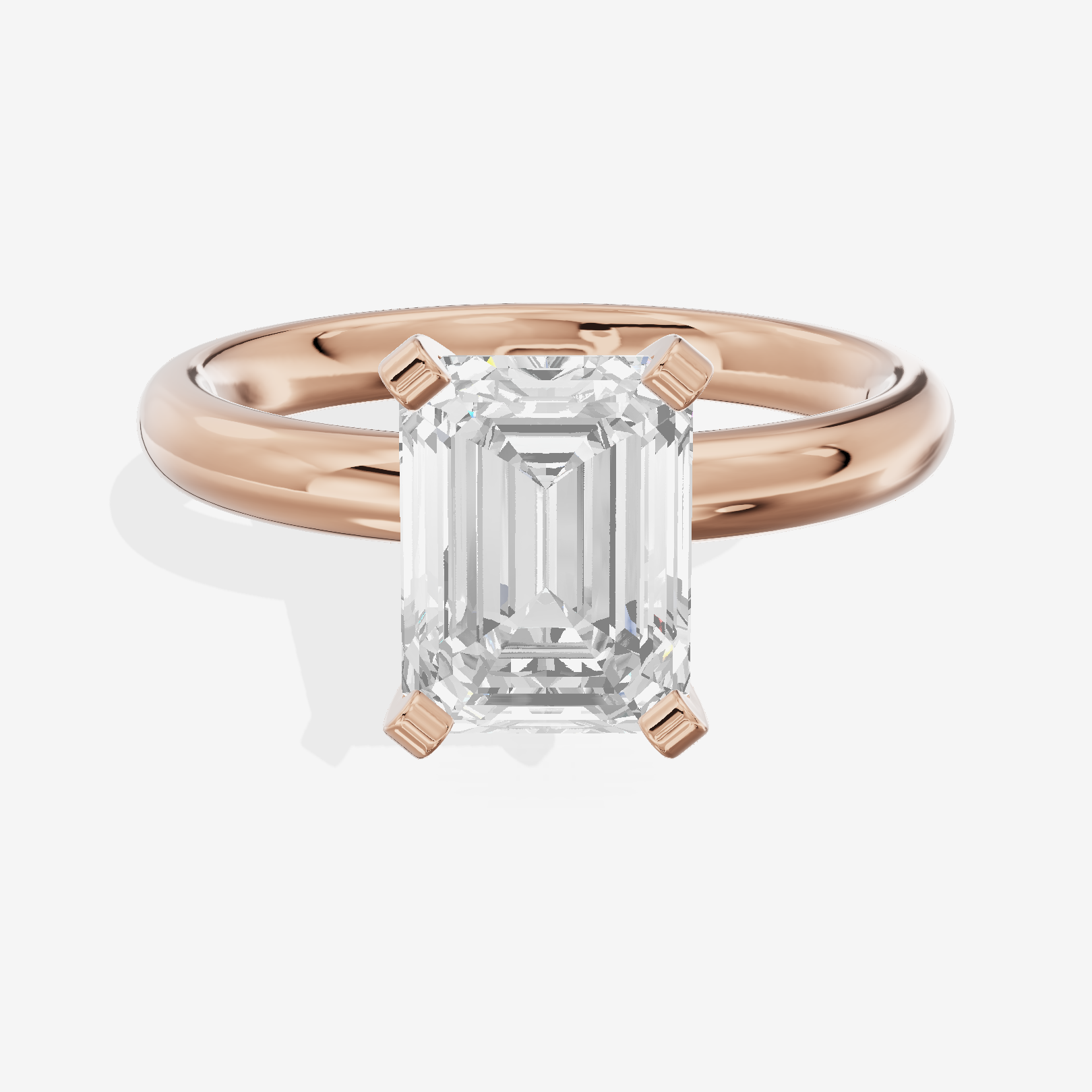 Hallowed Selenia 2.5mm Emerald Comfort Fit Engagement Ring in 18K Rose Gold