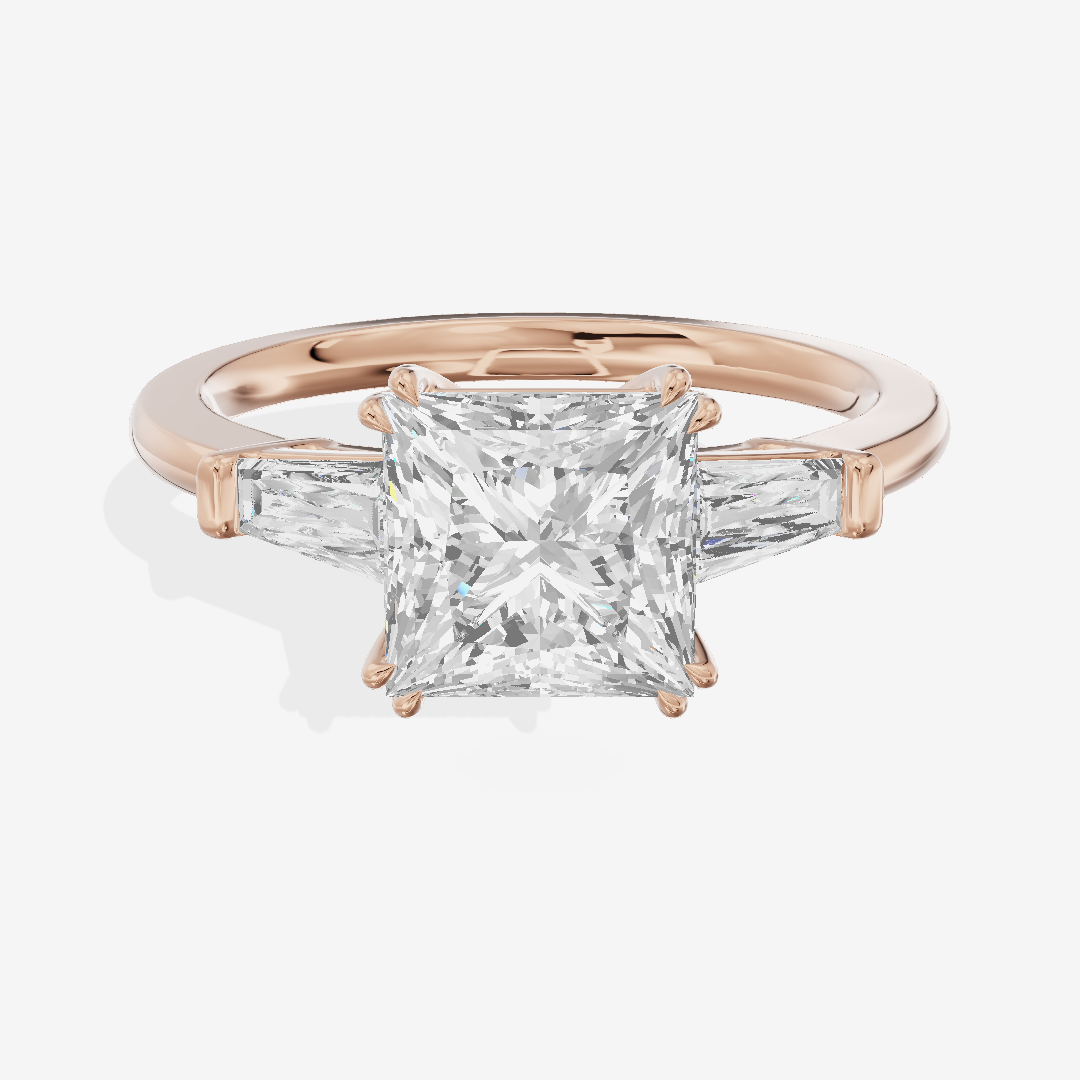 Lateria Three Stone Princess Engagement Ring (1/2 ct. tw.) in 18K Rose Gold