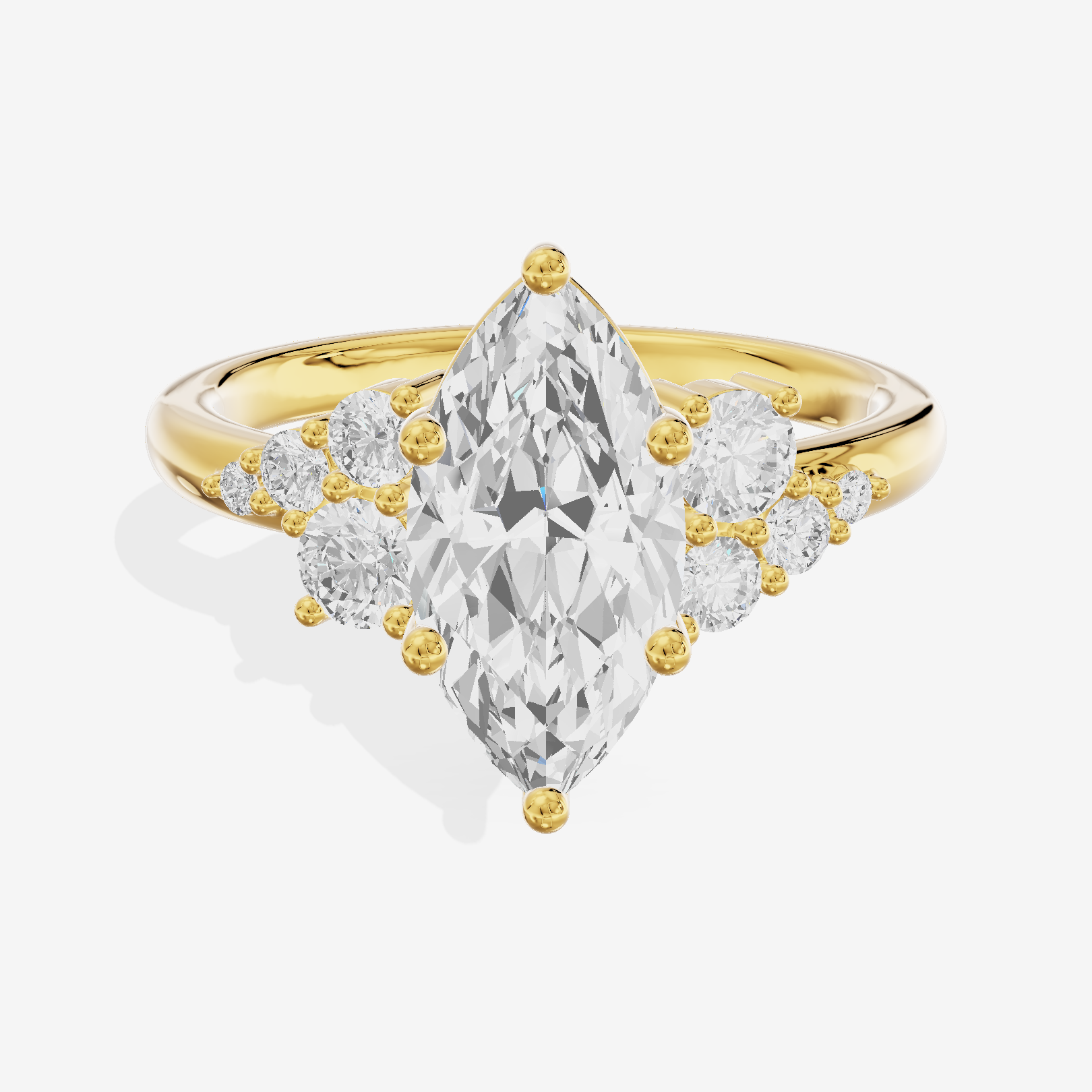 Modern Tender Marquise Engagement Ring with Side Stones (1/3 ct. tw.) in 14K Yellow Gold