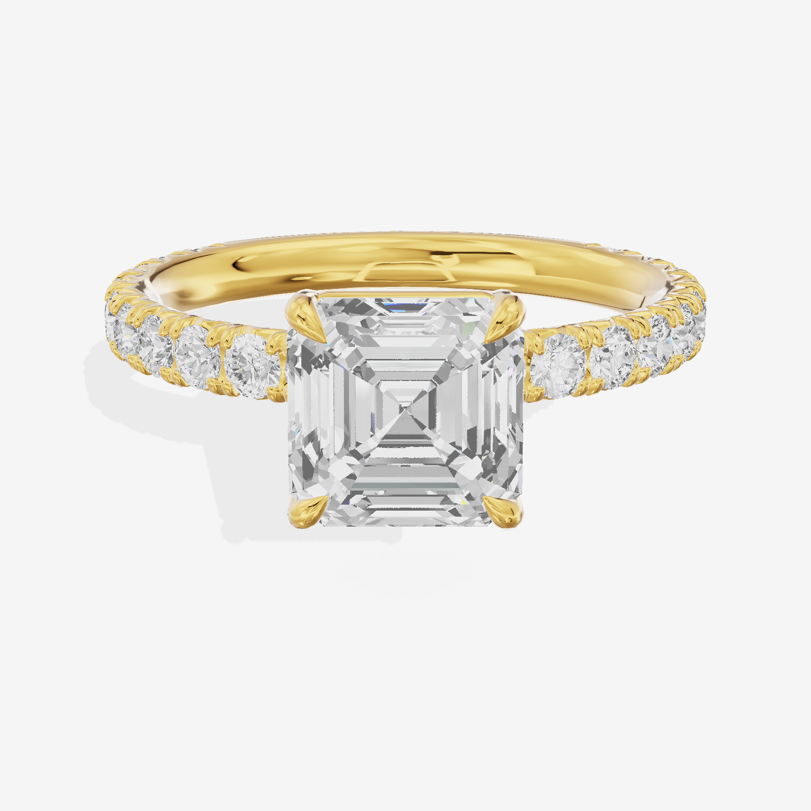 Twined Promezza Asscher Engagement Ring with Side Stones (1/2 ct. tw.) in 18K Yellow Gold