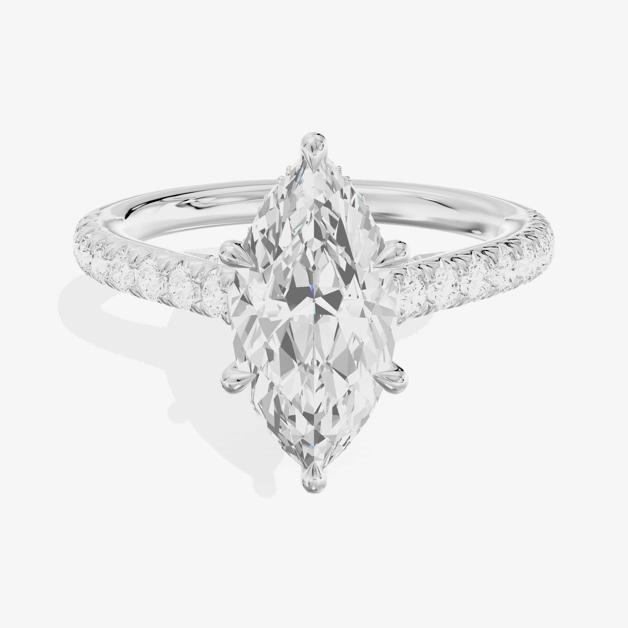 Modern Linger Marquise Engagement Ring with Side Stones (3/4 ct. tw.) in 18K White Gold