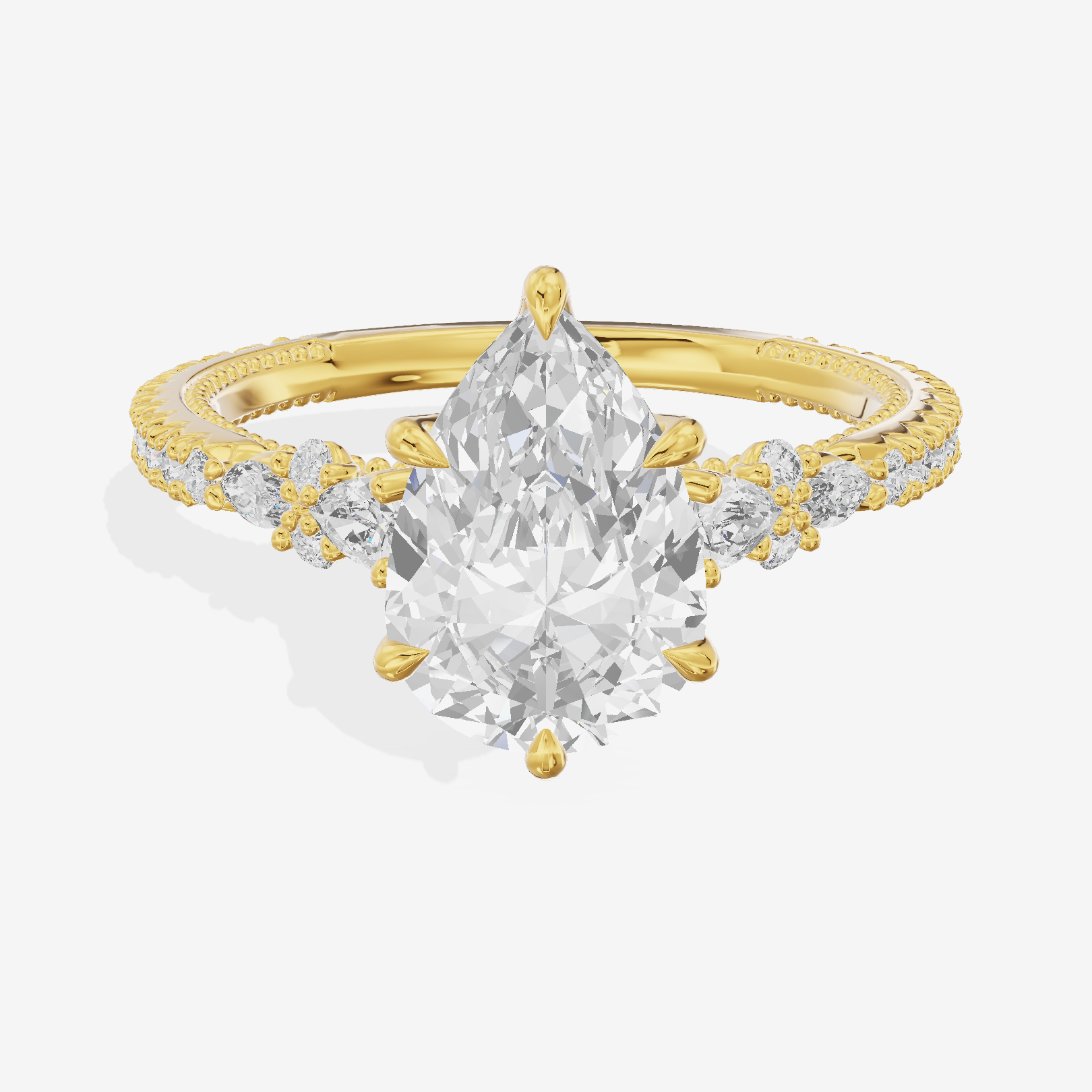 Trueheart Pear Engagement Ring with Side Stones (2/5 ct. tw.) in 18K Yellow Gold