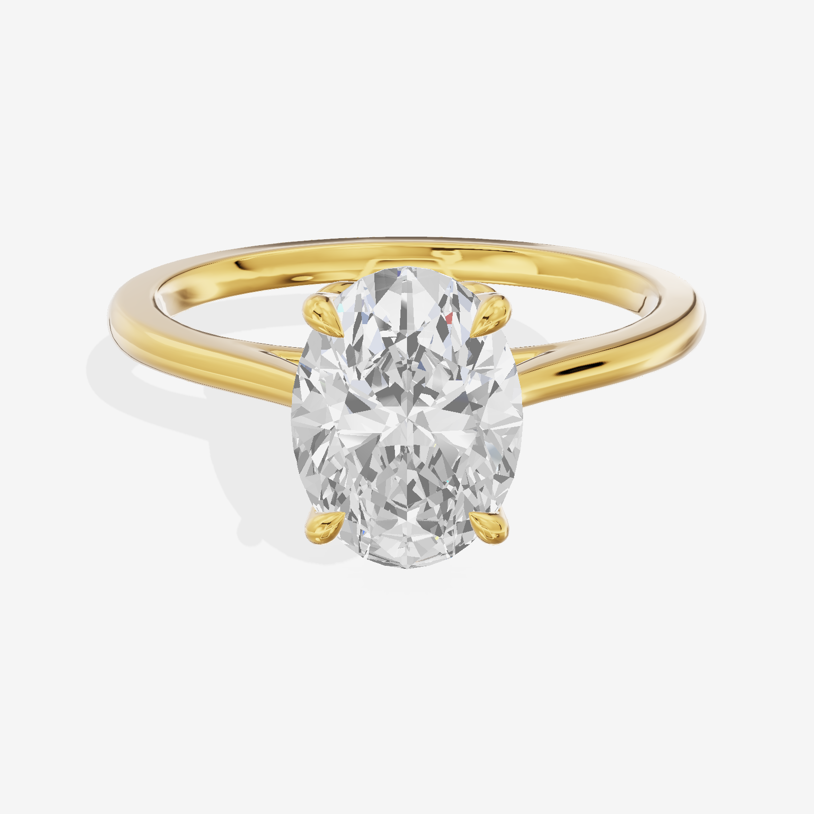 Coeurine Cathedral 1.5mm Oval Solitaire Engagement Ring in 18K Yellow Gold
