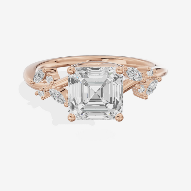 Vintage Trueheart Asscher Engagement Ring (1/6 ct. tw.) in 18K Rose Gold