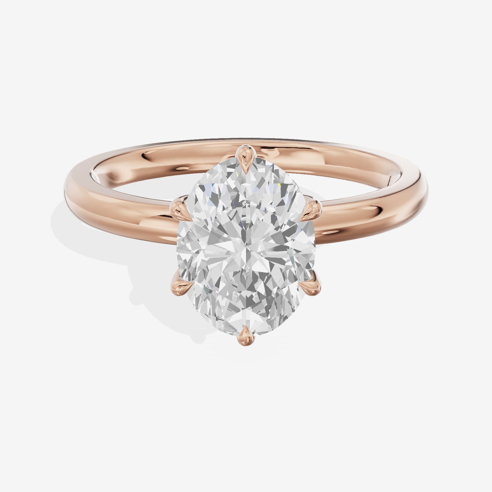 Luxe Domeline 1.5mm Oval Solitaire Engagement Ring (1/8 ct. tw.) in 18K Rose Gold