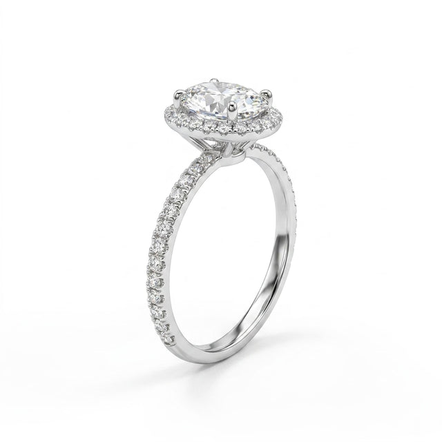 Halo Pavé Oval Engagement Ring (2.03 ct. tw.) in Platinum