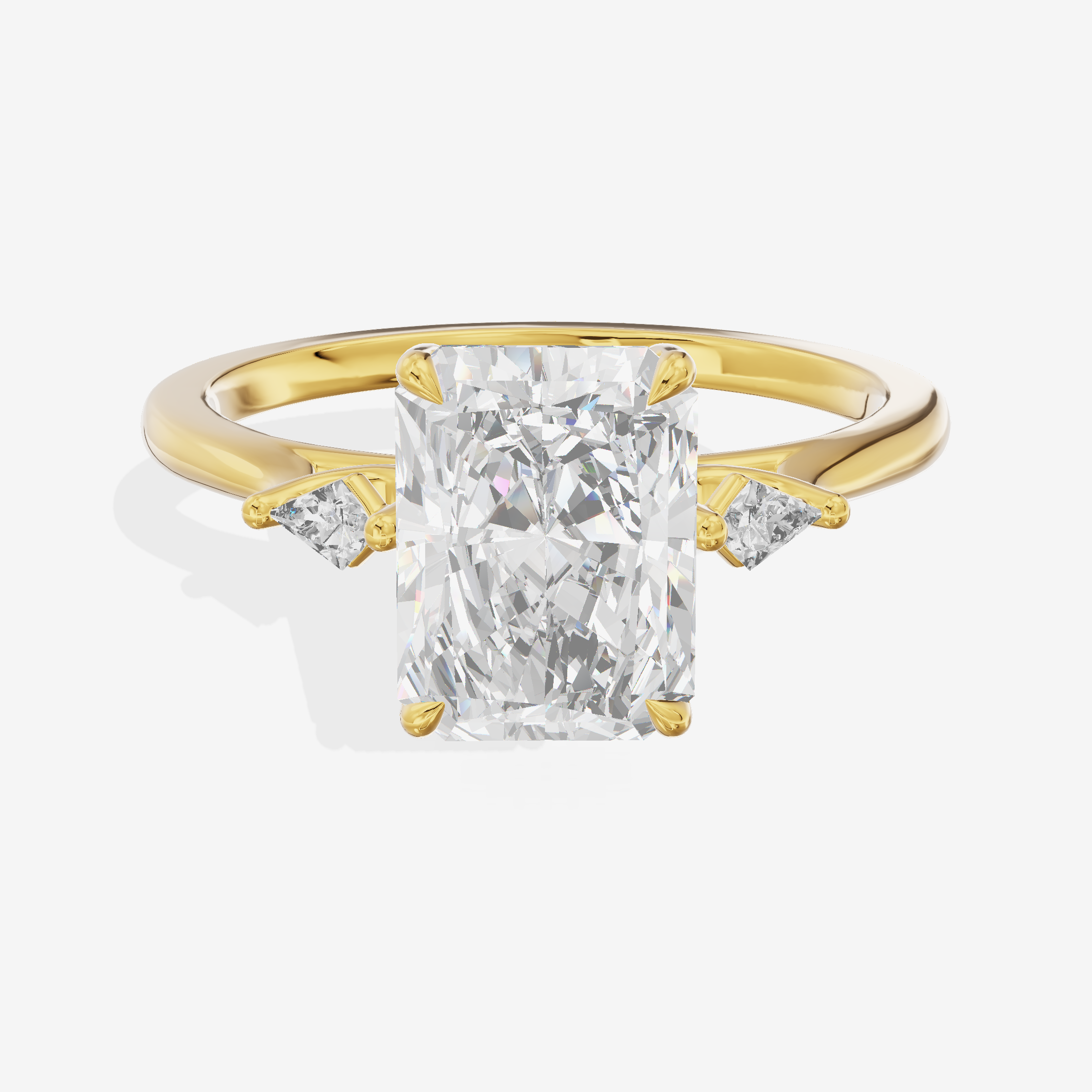 Vintage Belovae Radiant Three Stone Engagement Ring (3/5 ct. tw.) in 18K Yellow Gold