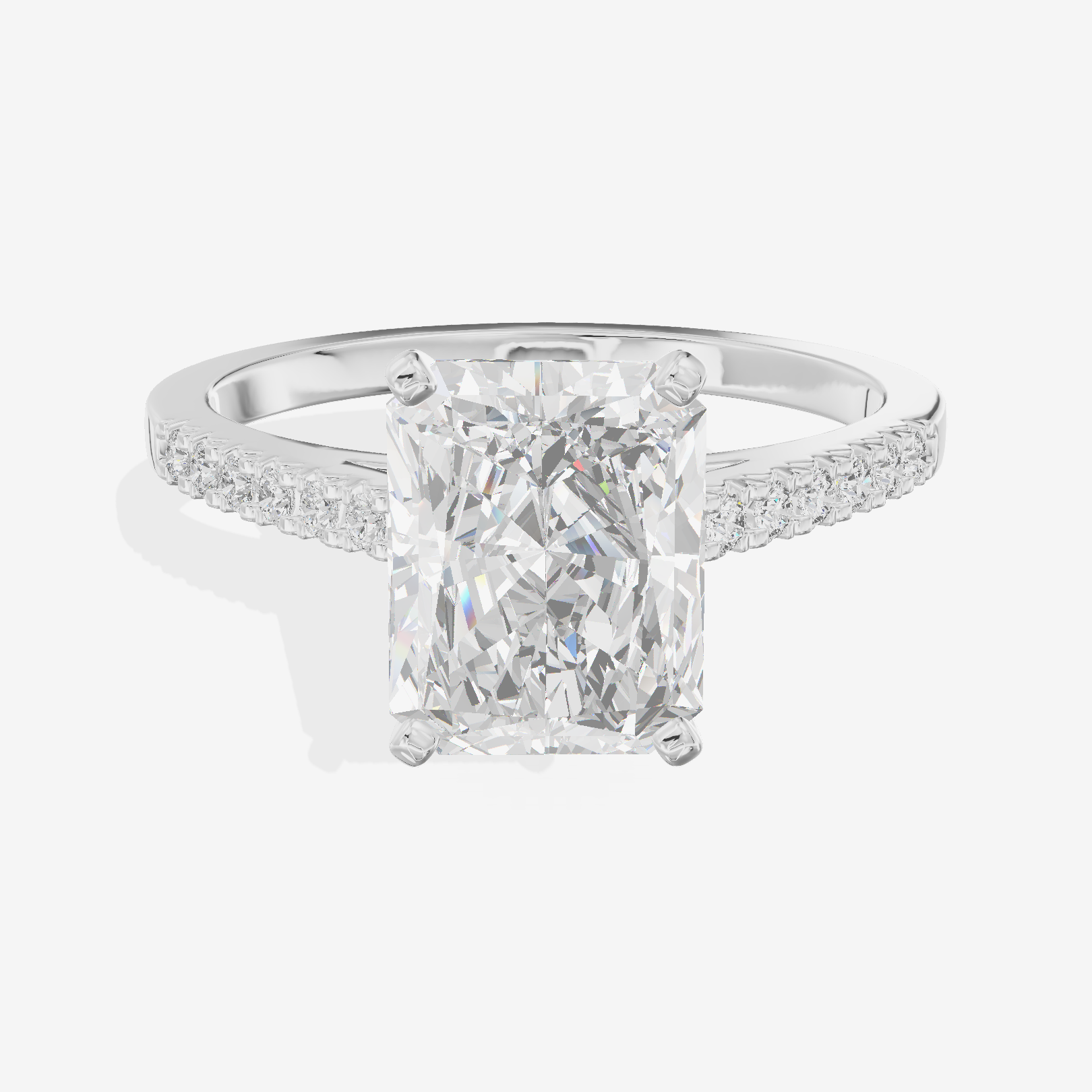 Sworn Vowsae Radiant Engagement Ring with Side Stones (1/10 ct. tw.) in Platinum
