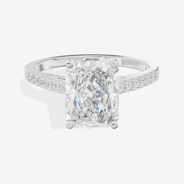Sworn Vowsae Radiant Engagement Ring with Side Stones (1/10 ct. tw.) in Platinum