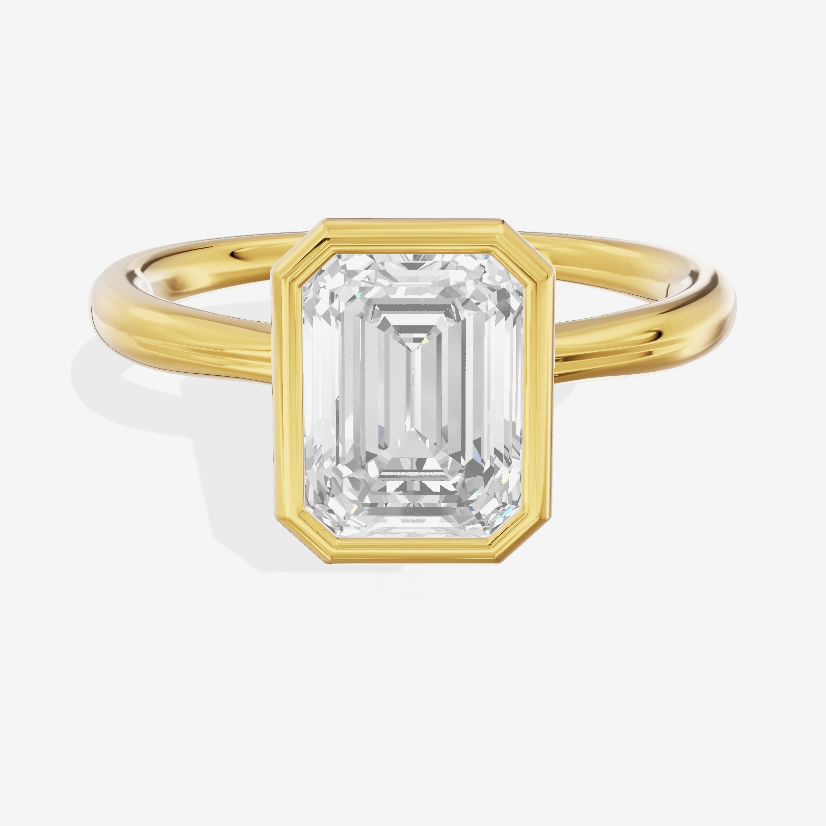 Coeurine Bezel 2mm Emerald Solitaire Engagement Ring in 18K Yellow Gold