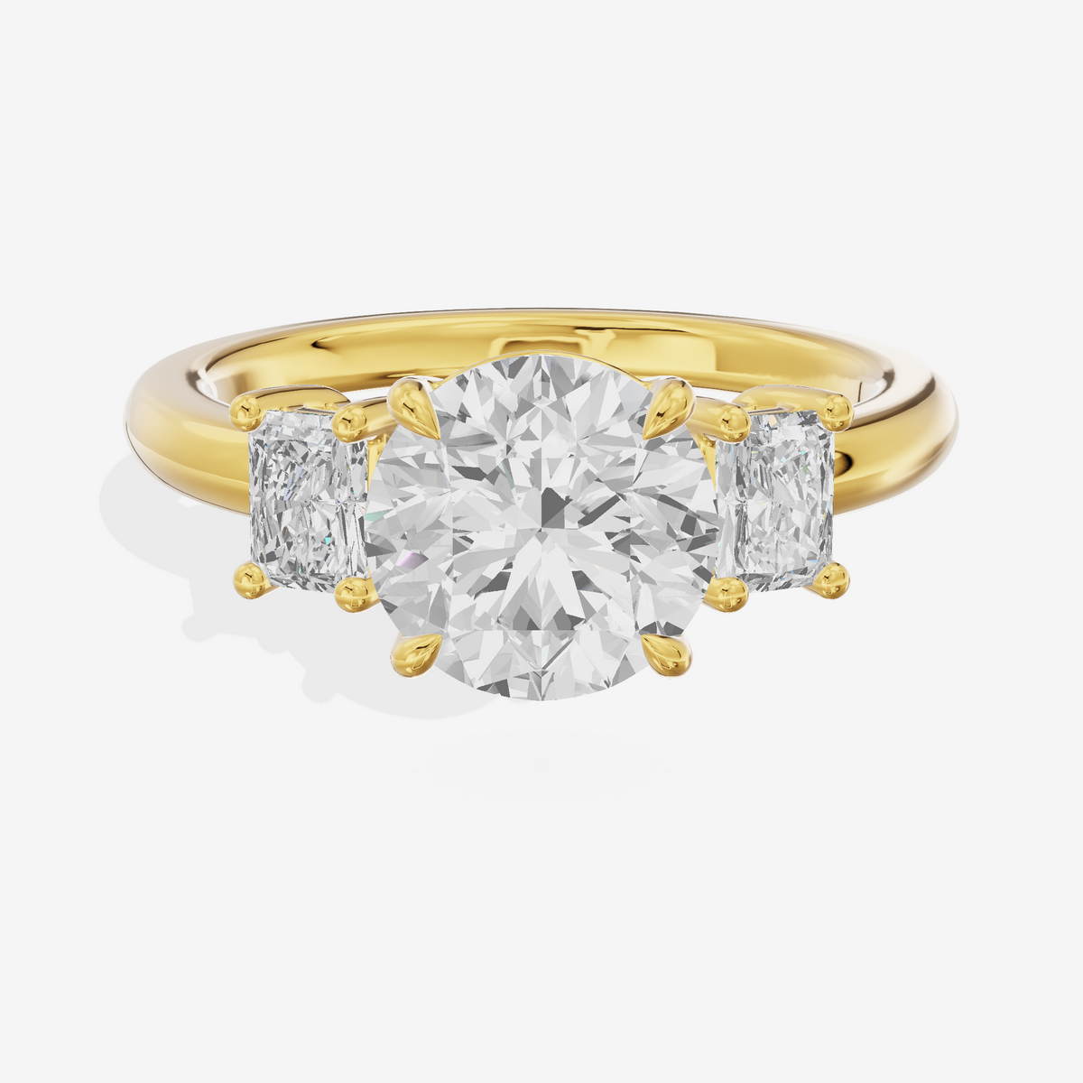Grand Coeurine Three Stone Round Engagement Ring (3/8 ct. tw.) in 18K Yellow Gold