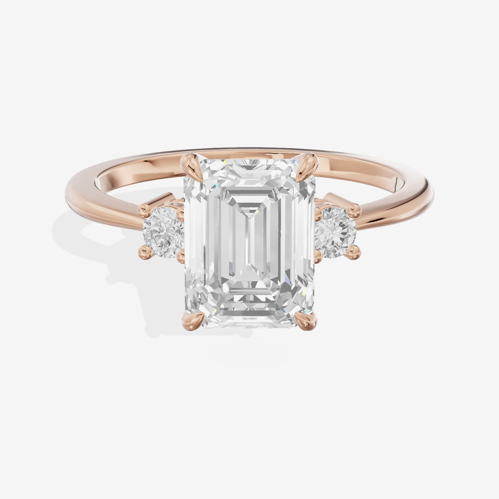 Eternal Promezza Emerald Engagement Ring with Side Stones (1/6 ct. tw.) in 14K Rose Gold