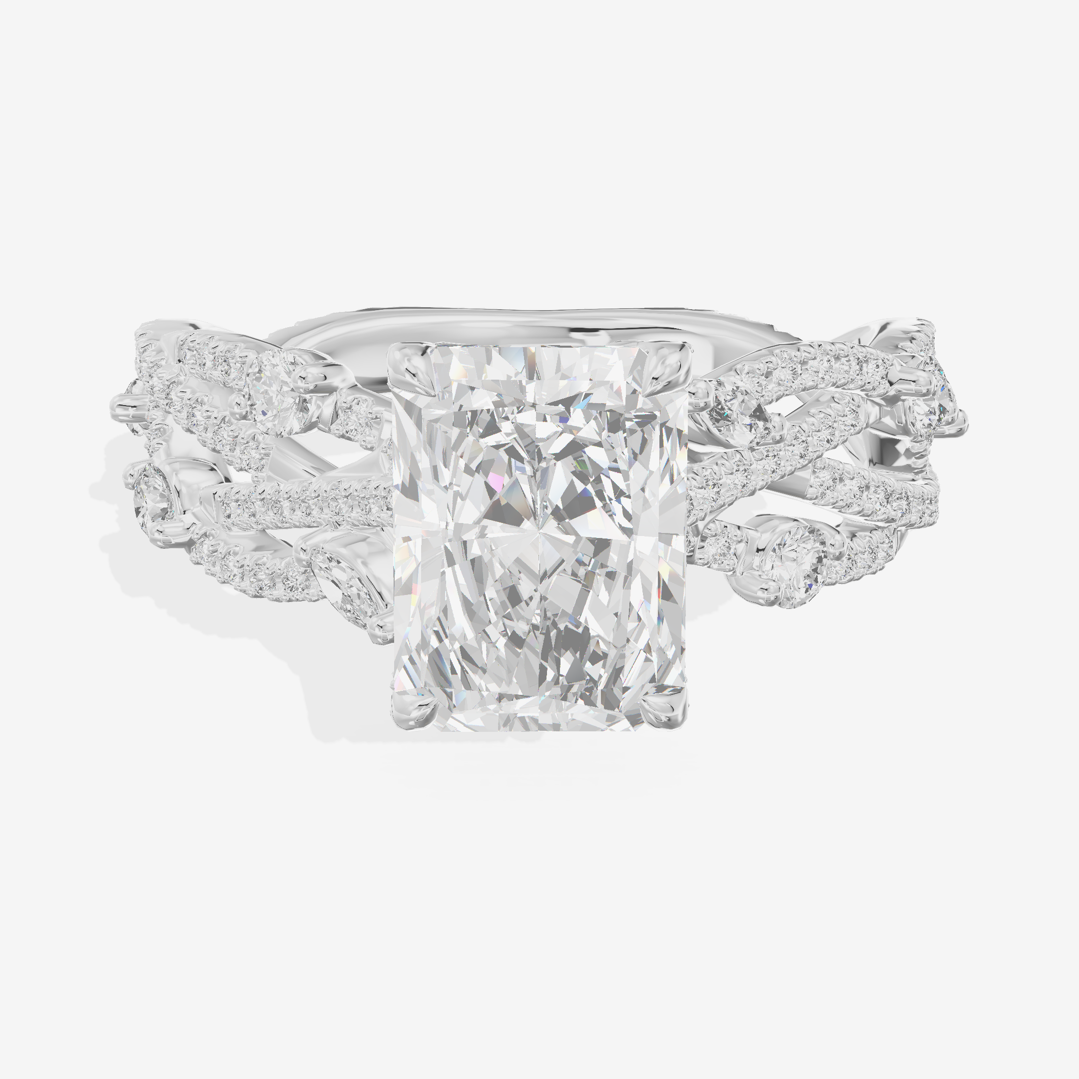 One of One Petite Radiant Engagement Ring with Side Stones (1/4 ct. tw.) in 18K White Gold