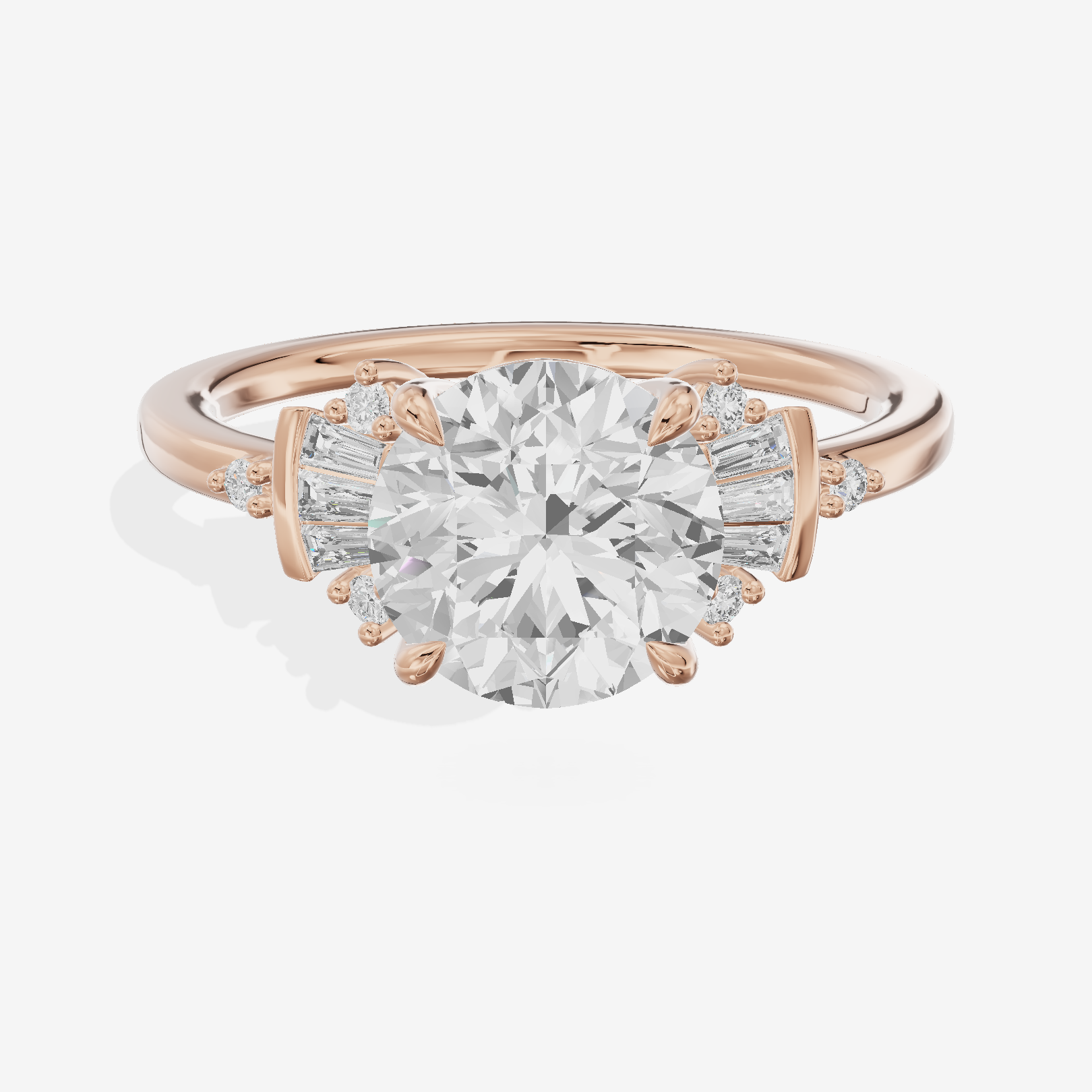 Petite Trellise Round Engagement Ring with Side Stones (1/3 ct. tw.) in 18K Rose Gold