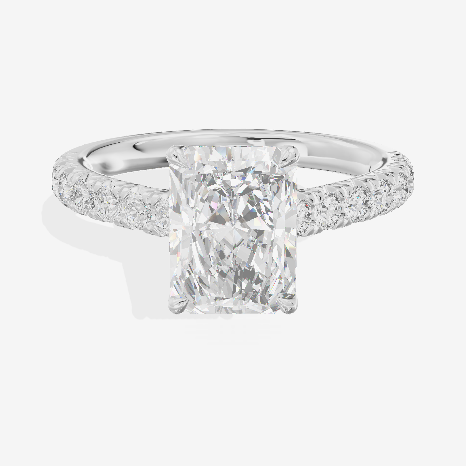 Whispered Sincere Radiant Engagement Ring with Side Stones (2/5 ct. tw.) in 18K White Gold