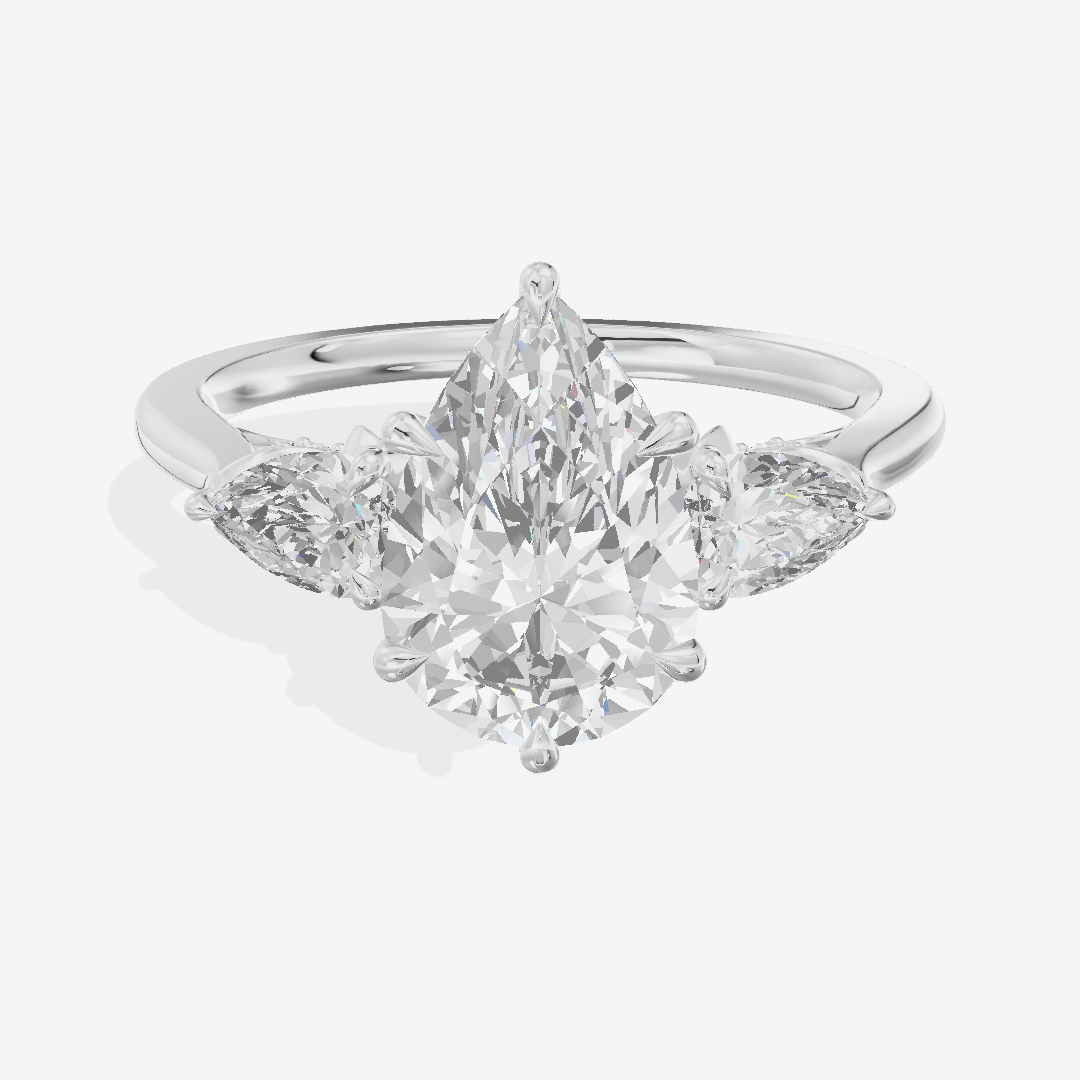 Modern Sincere Three Stone Pear Engagement Ring (1/2 ct. tw.) in 18K White Gold