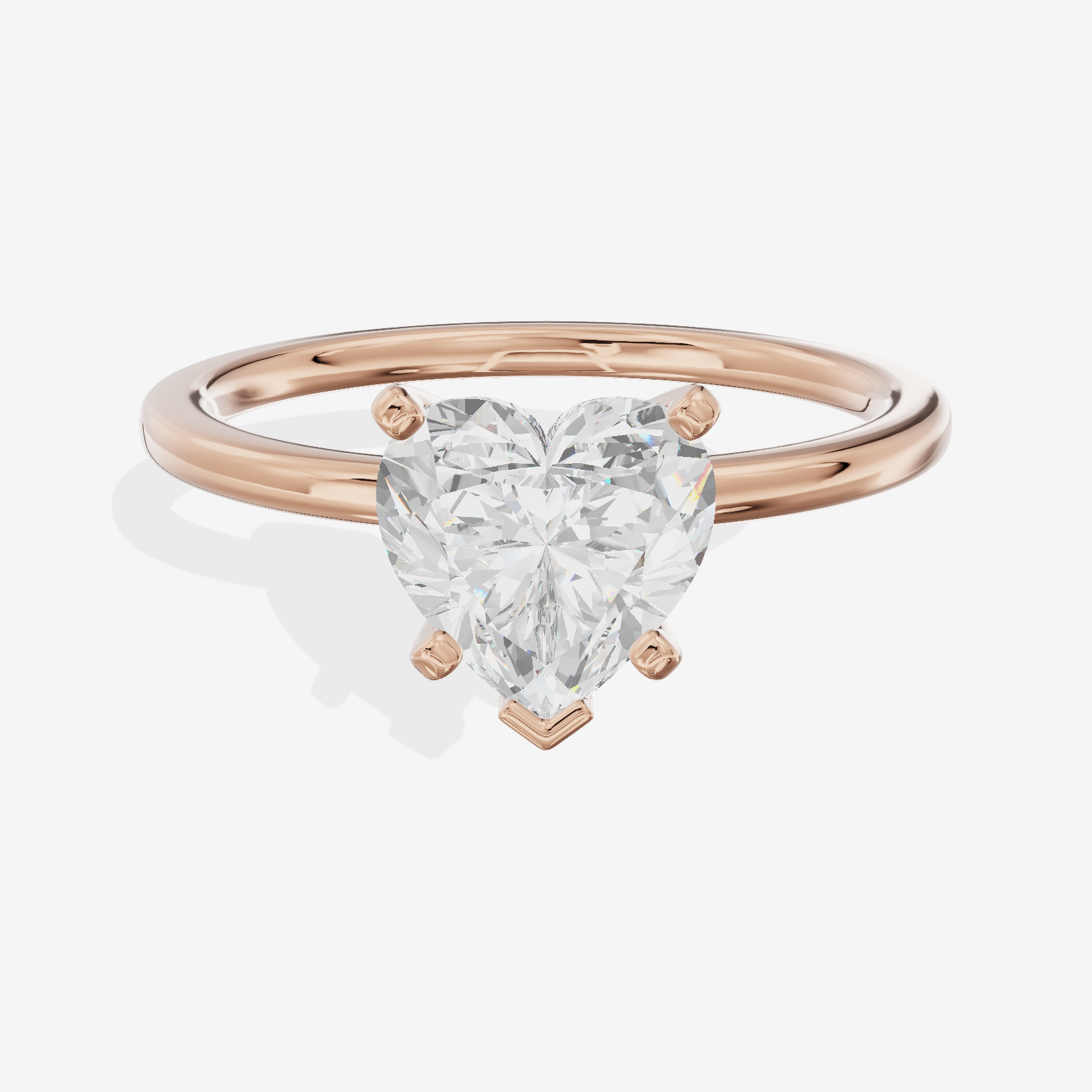Petite Sincere 1.5mm Heart Six-Prong Engagement Ring in 14K Rose Gold