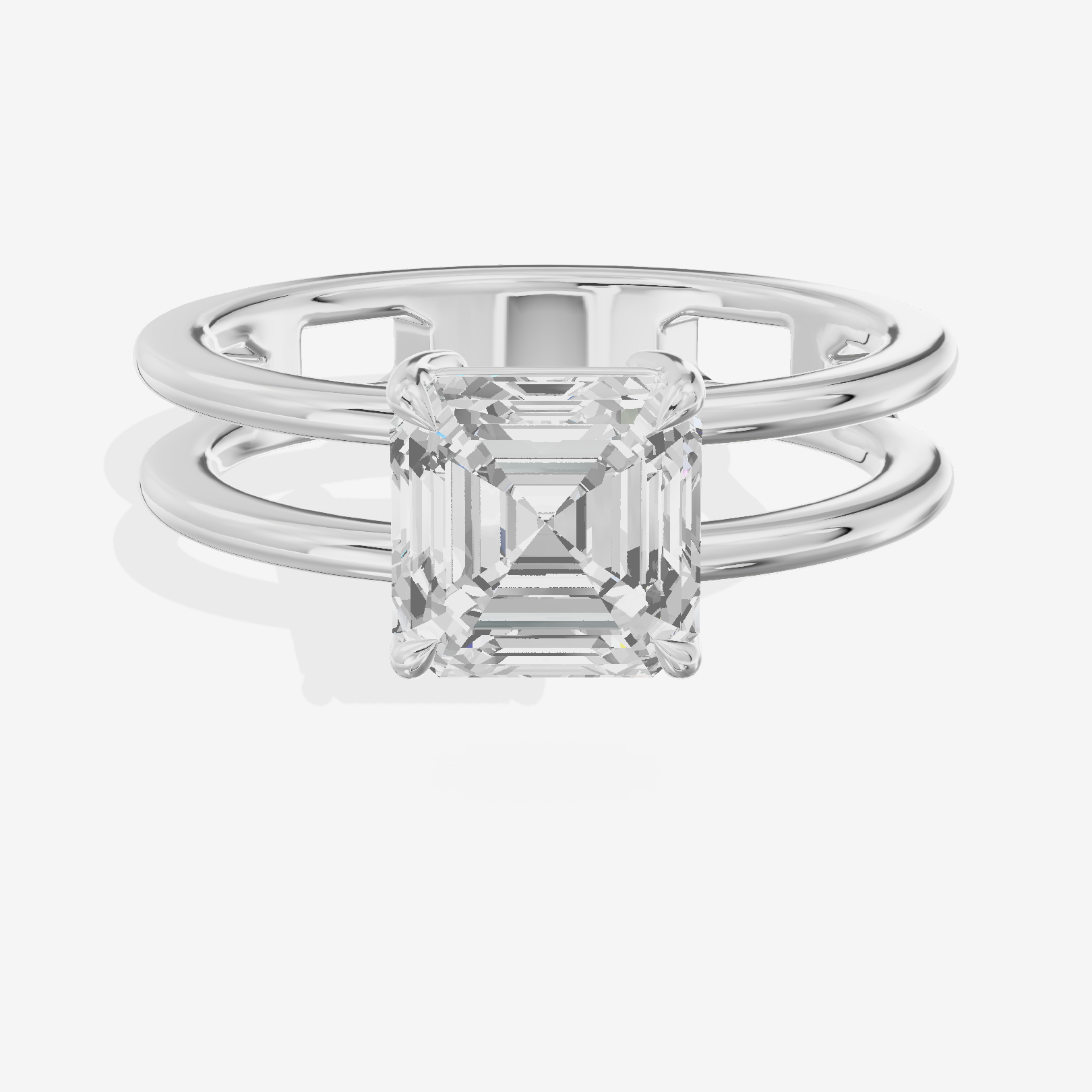 Sealed Promezza 4.3mm Asscher Solitaire Engagement Ring in 18K White Gold
