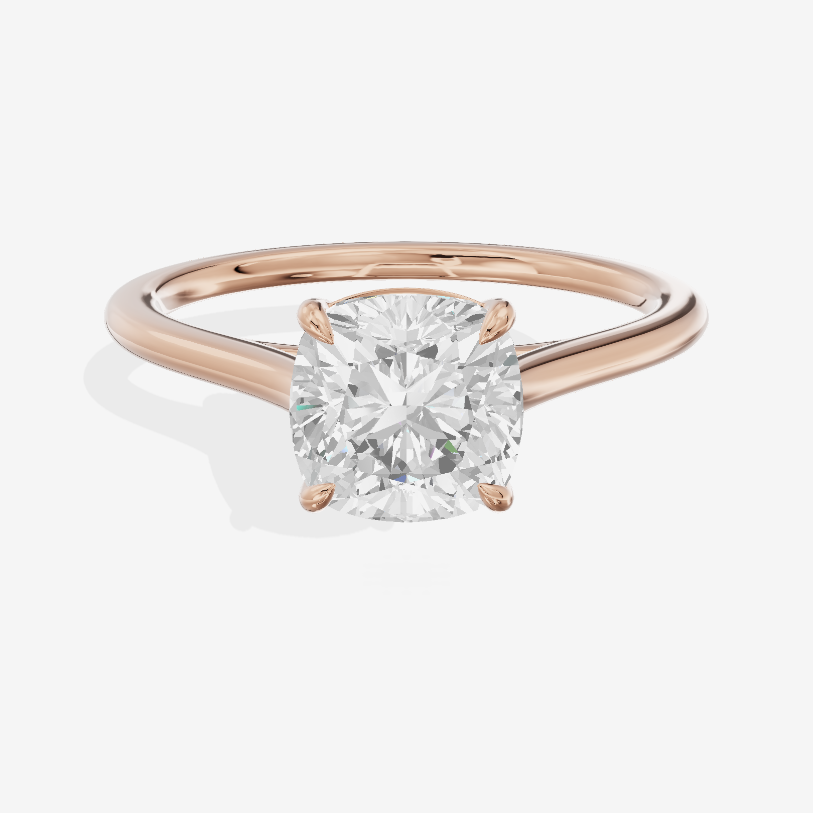 One of One 1.4mm Cushion Solitaire Engagement Ring in 14K Rose Gold