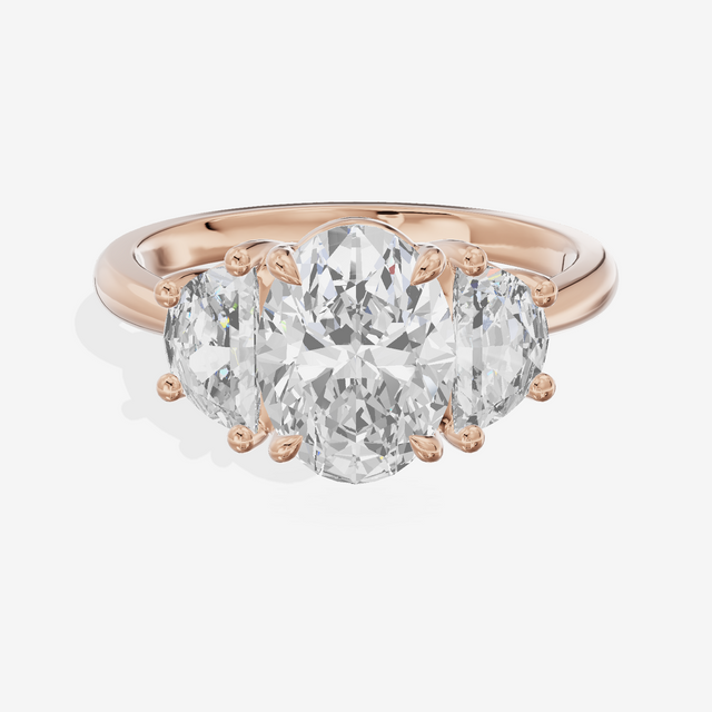 Vintage Sincere Three Stone Oval Engagement Ring (1/2 ct. tw.) in 18K Rose Gold