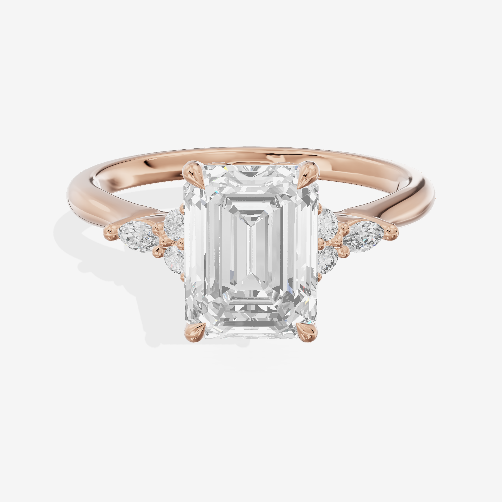Grand Whisper Emerald Engagement Ring with Side Stones (1/6 ct. tw.) in 14K Rose Gold