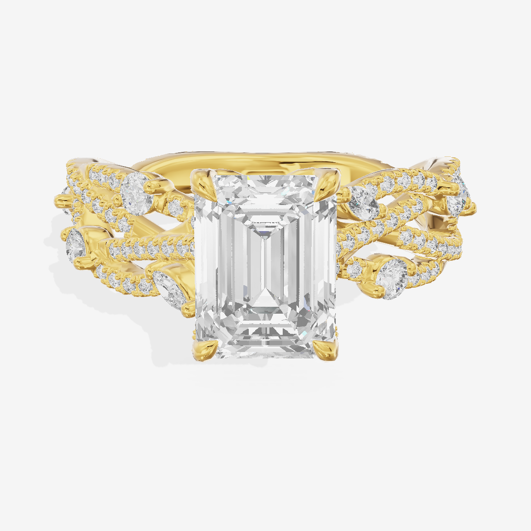 Grand Eversince Emerald Engagement Ring with Side Stones (3/5 ct. tw.) in 14K Yellow Gold