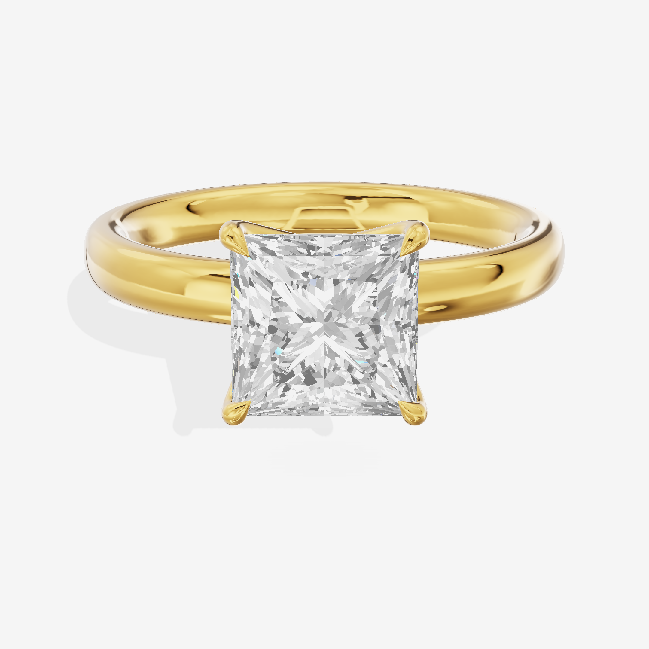 Hallowed Promezza 2.5mm Princess Solitaire Engagement Ring in 18K Yellow Gold