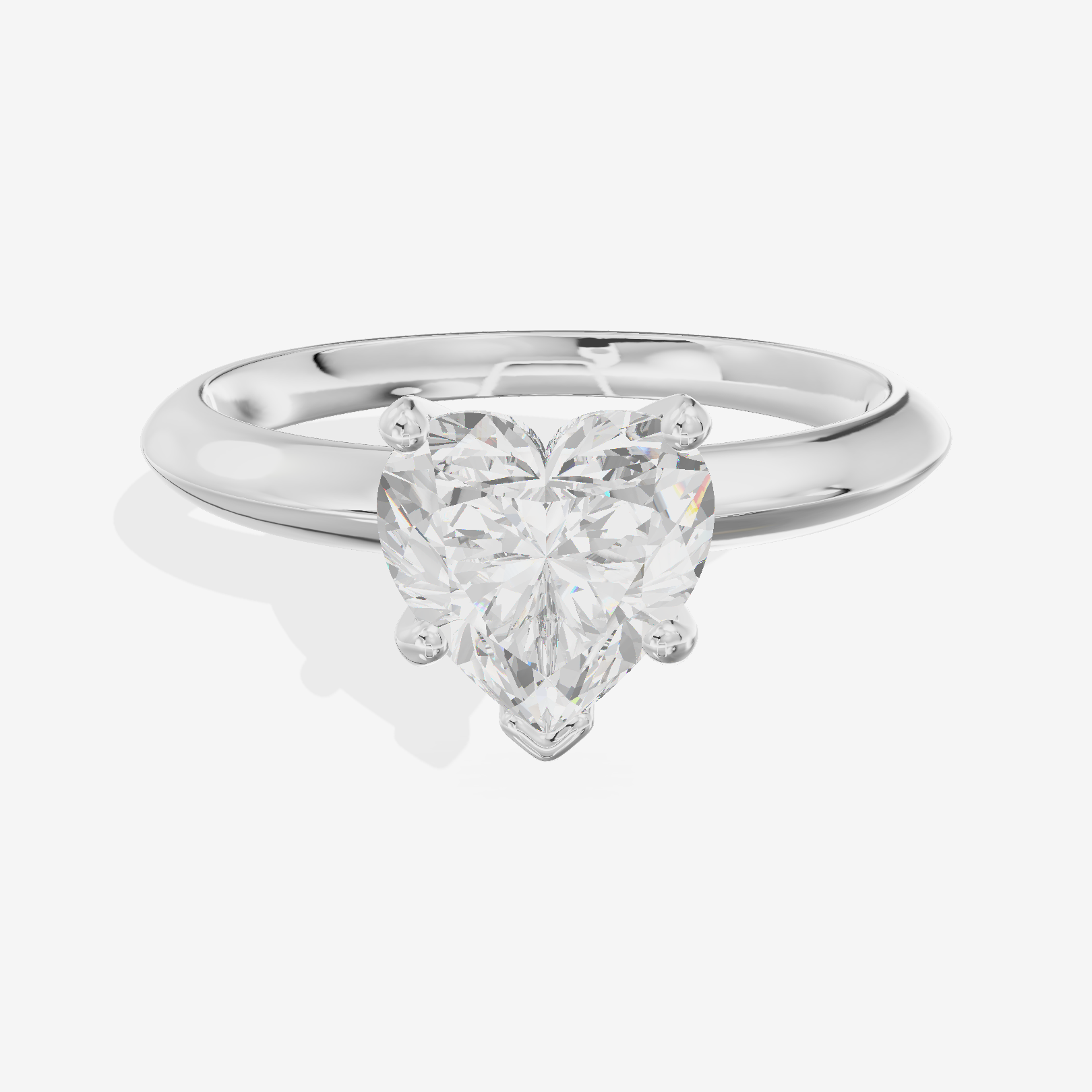 Classic Vowsae 2.5mm Heart Six-Prong Engagement Ring in 18K White Gold